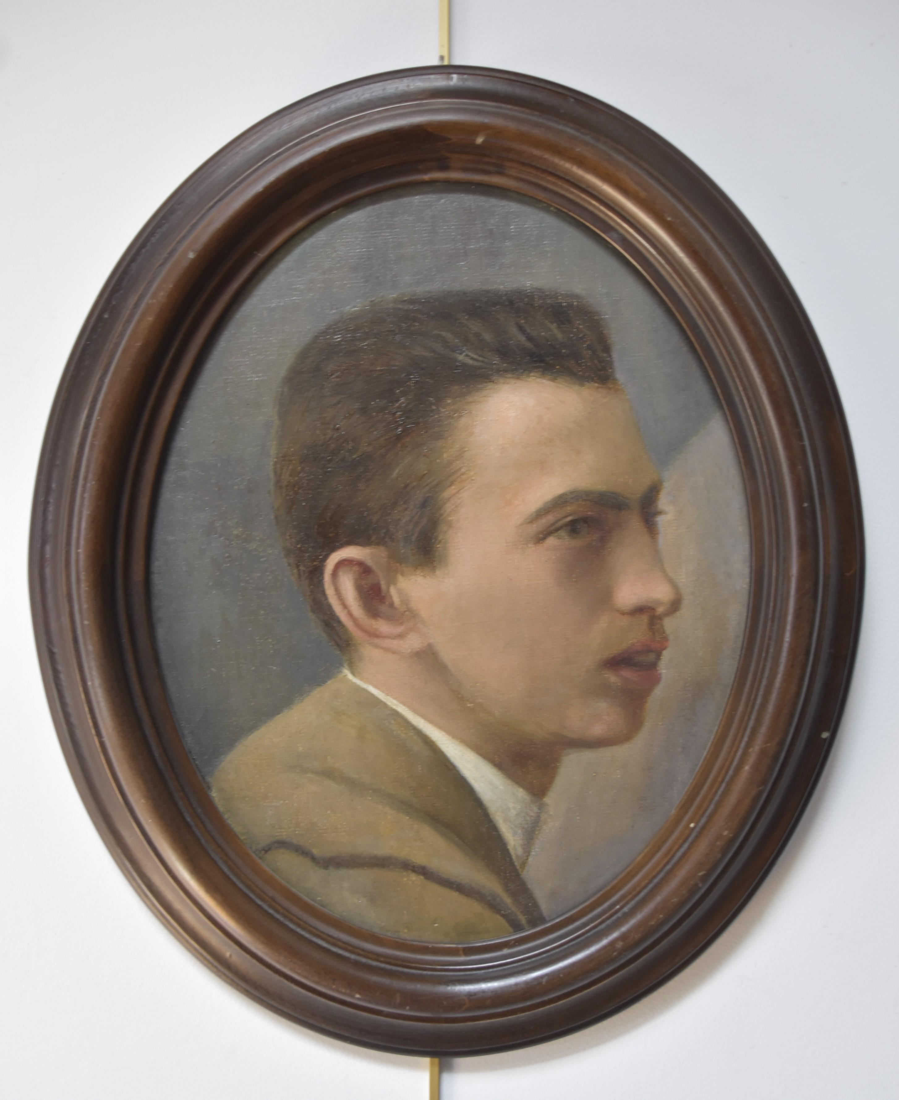 Emanuel Spitzer (1844-1919) Two Portraits of young men, oval paintings 15