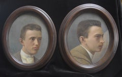Emanuel Spitzer (1844-1919) Two Portraits of young men, oval paintings