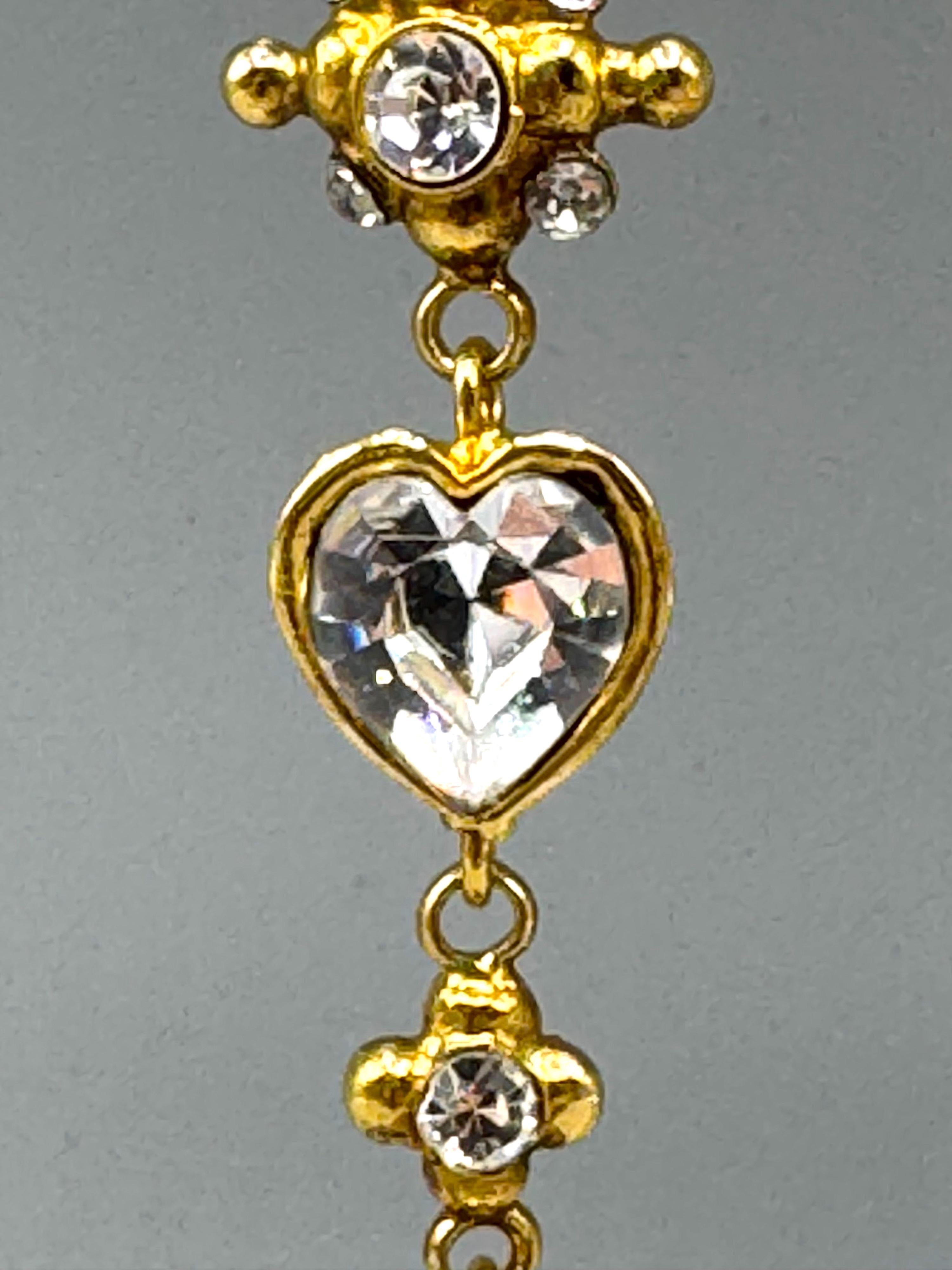 Heart Cut Emanuel Ungaro 1980s Gold and Rhinestone 5.5