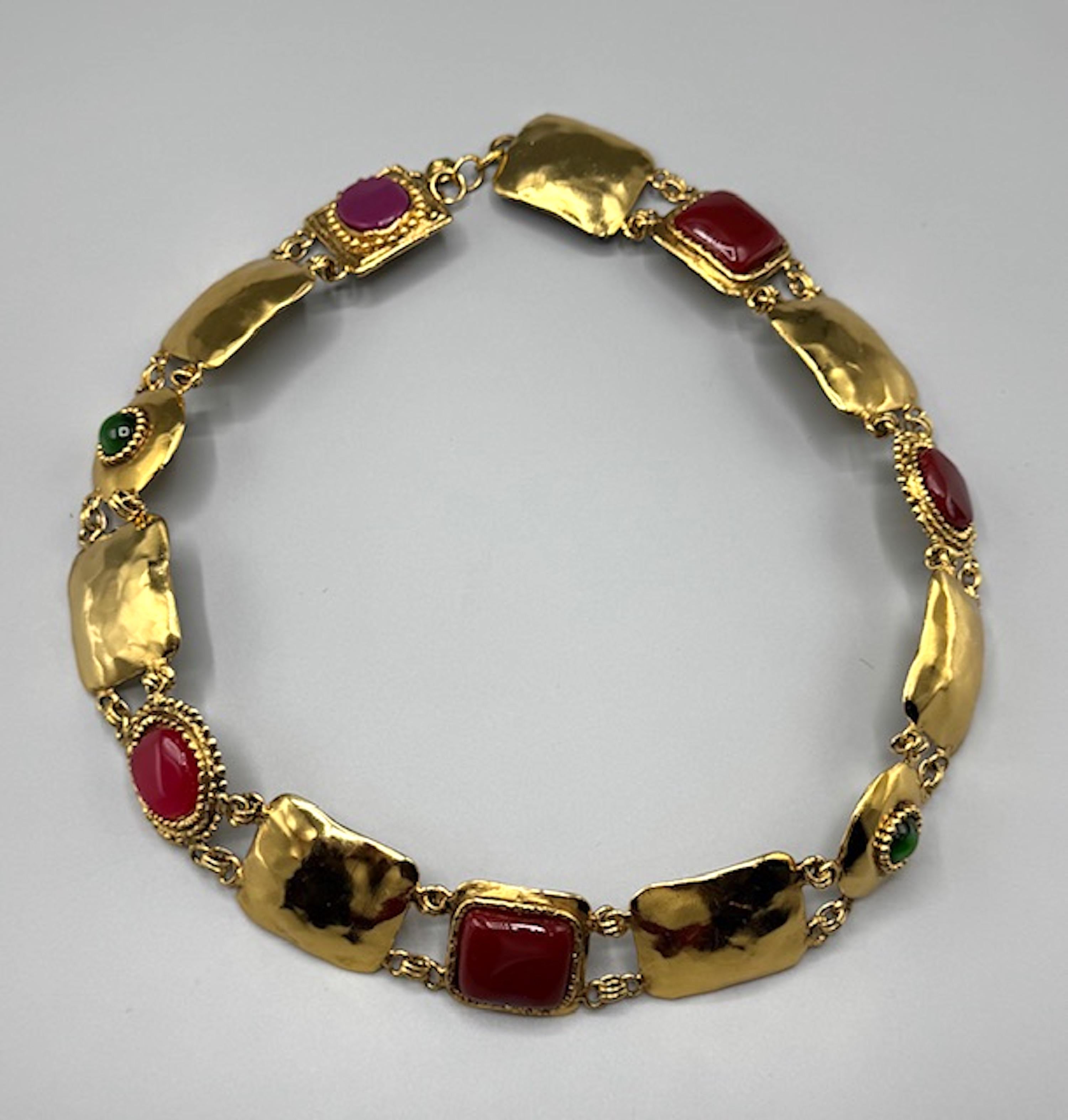 Emanuel Ungaro 1980s Gold Link and Glass Cabochon Belt For Sale 6
