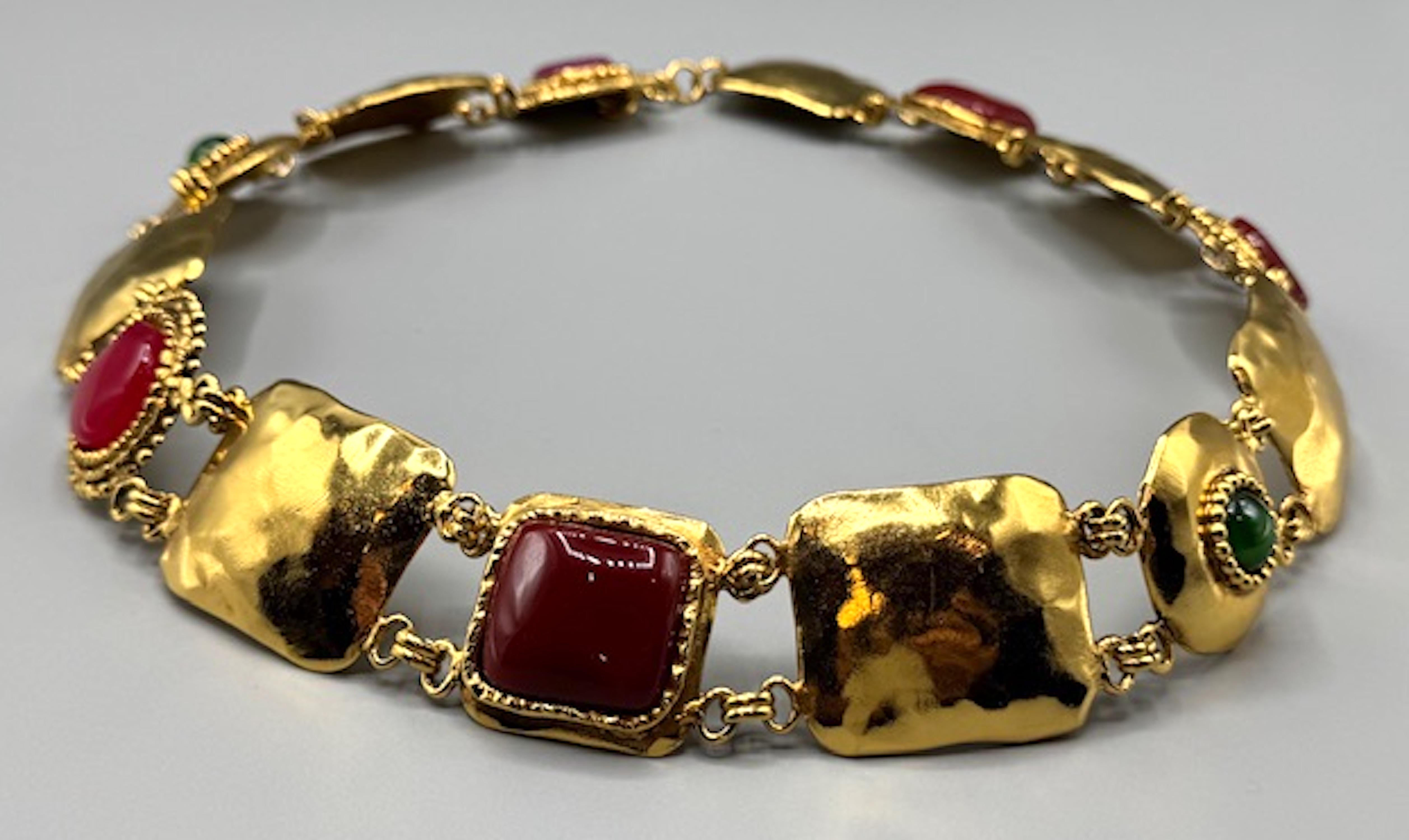 Emanuel Ungaro 1980s Gold Link and Glass Cabochon Belt For Sale 7