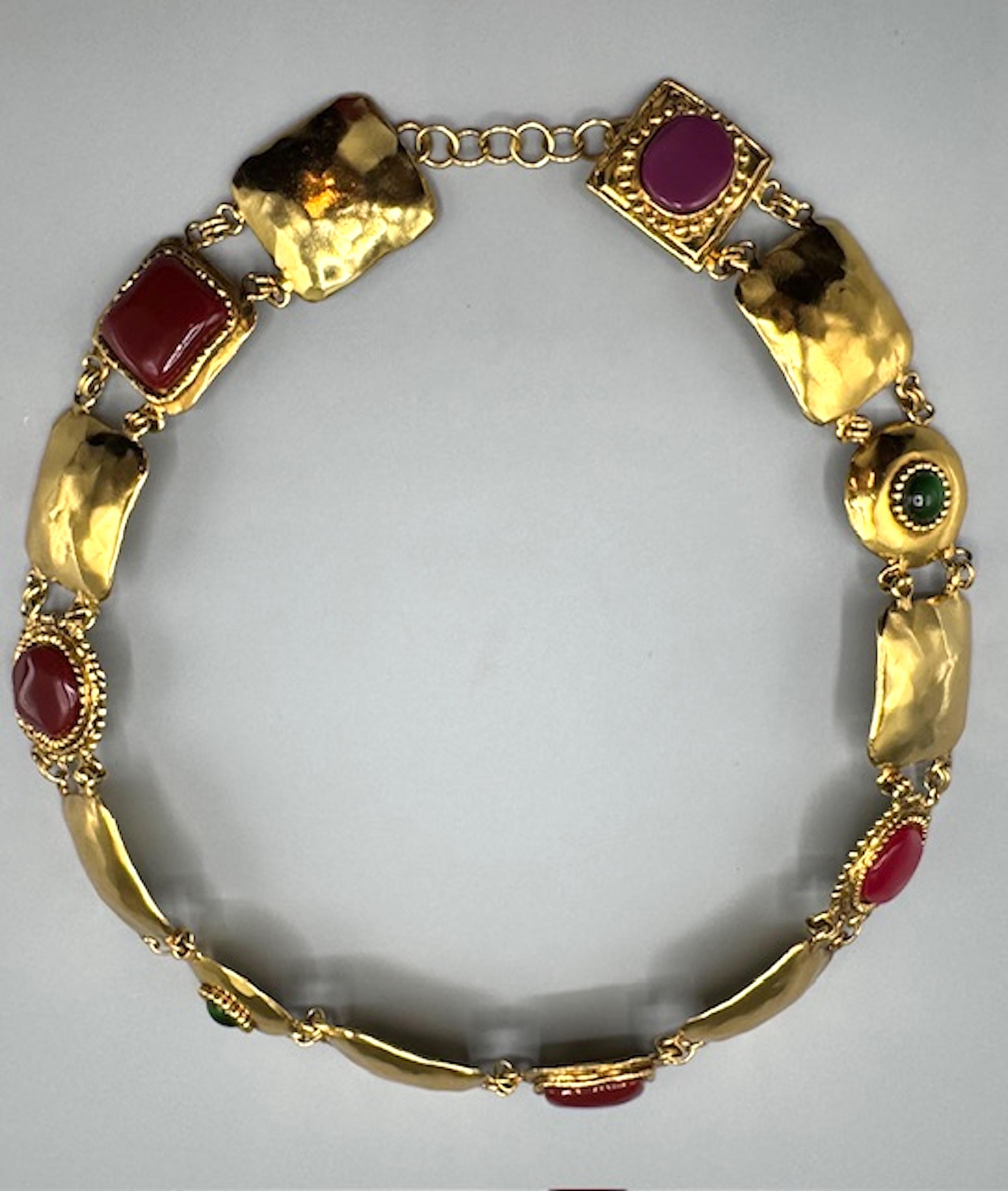 Emanuel Ungaro 1980s Gold Link and Glass Cabochon Belt For Sale 8
