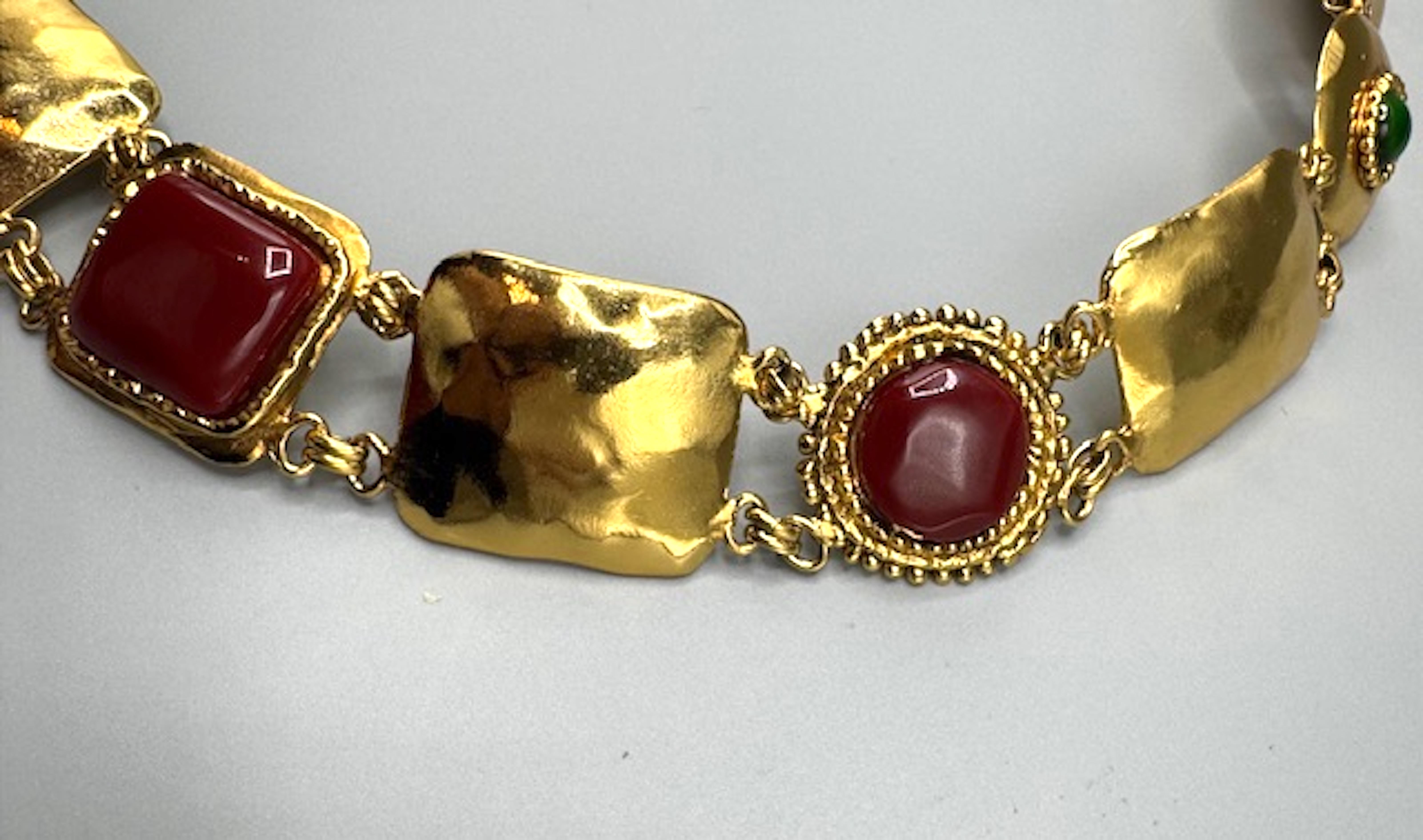 Emanuel Ungaro 1980s Gold Link and Glass Cabochon Belt For Sale 9