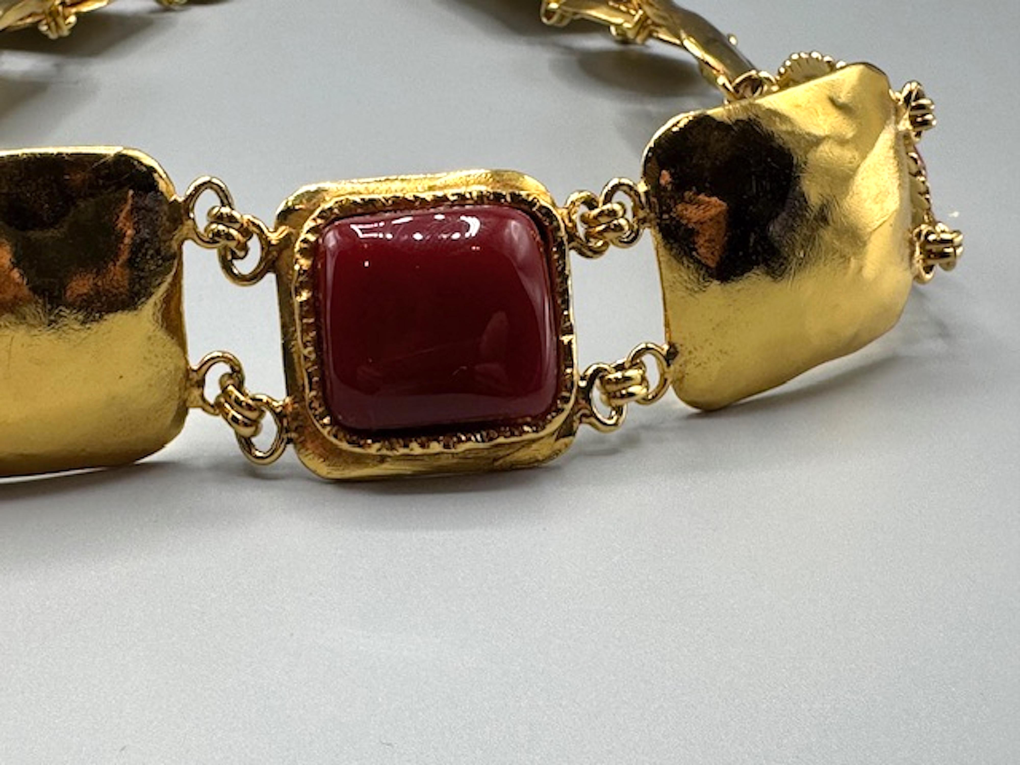 Emanuel Ungaro 1980s Gold Link and Glass Cabochon Belt For Sale 10