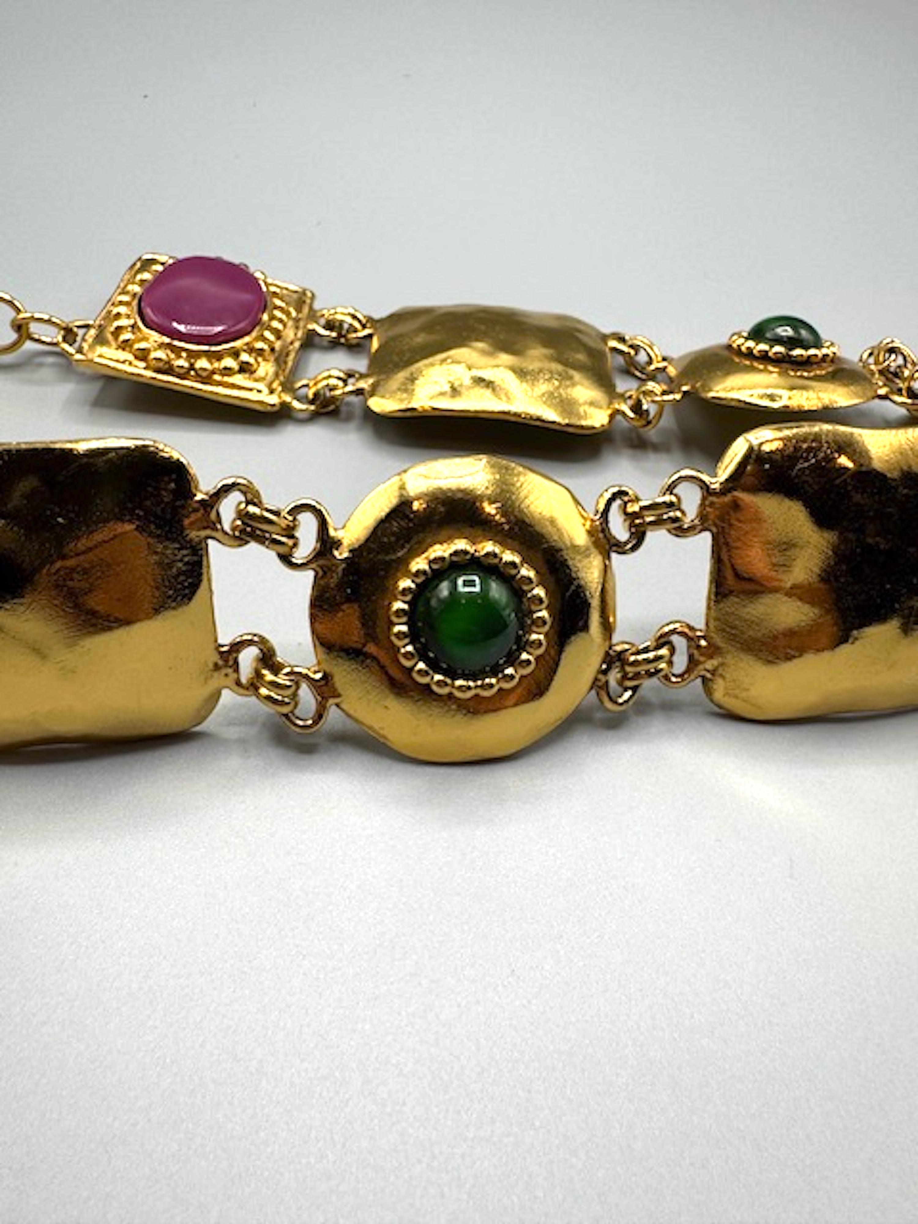 Emanuel Ungaro 1980s Gold Link and Glass Cabochon Belt For Sale 11