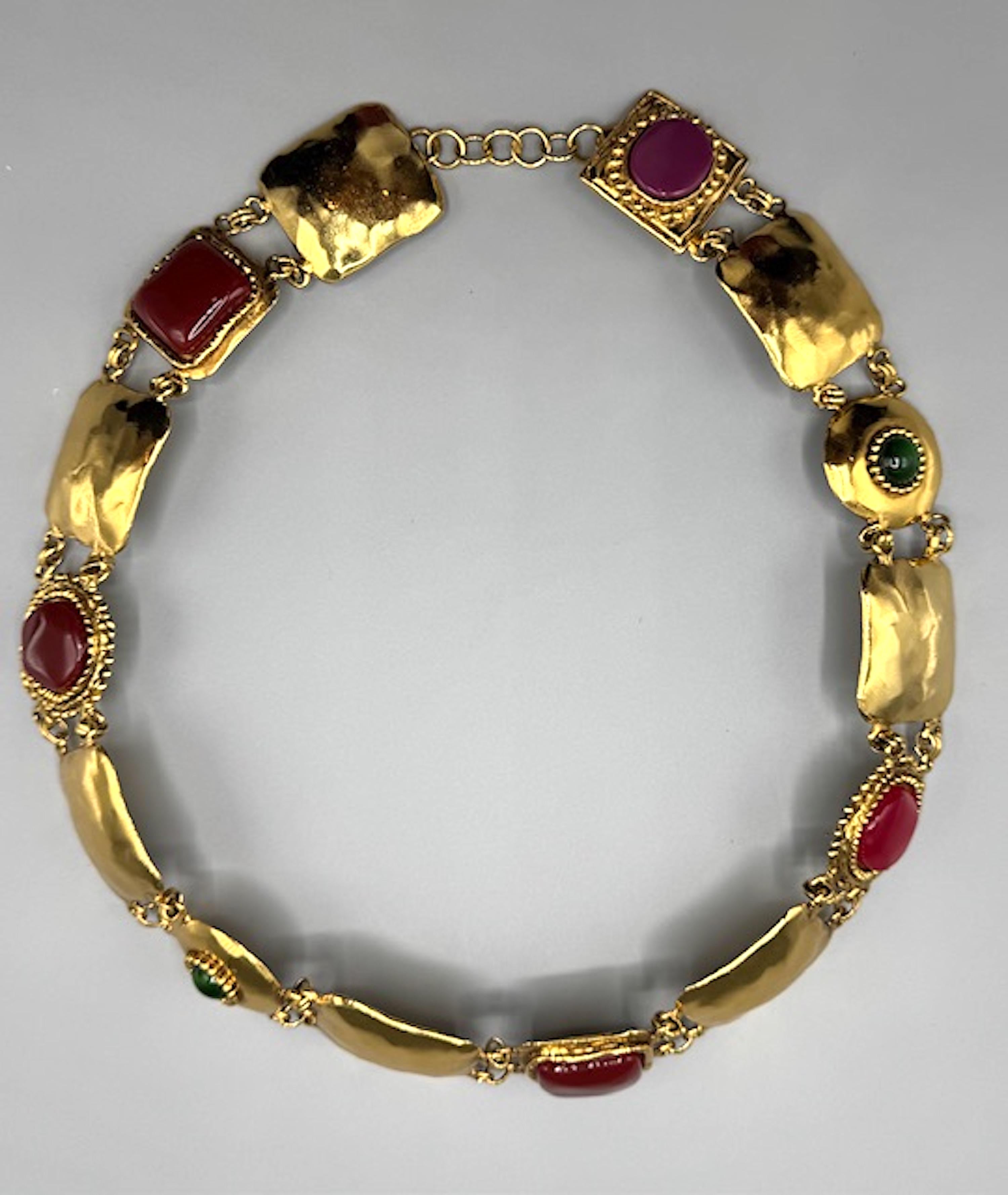 Emanuel Ungaro 1980s Gold Link and Glass Cabochon Belt For Sale 15