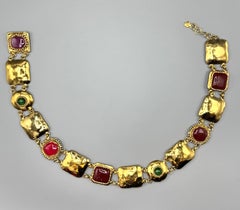 Emanuel Ungaro 1980s Gold Link and Glass Cabochon Belt