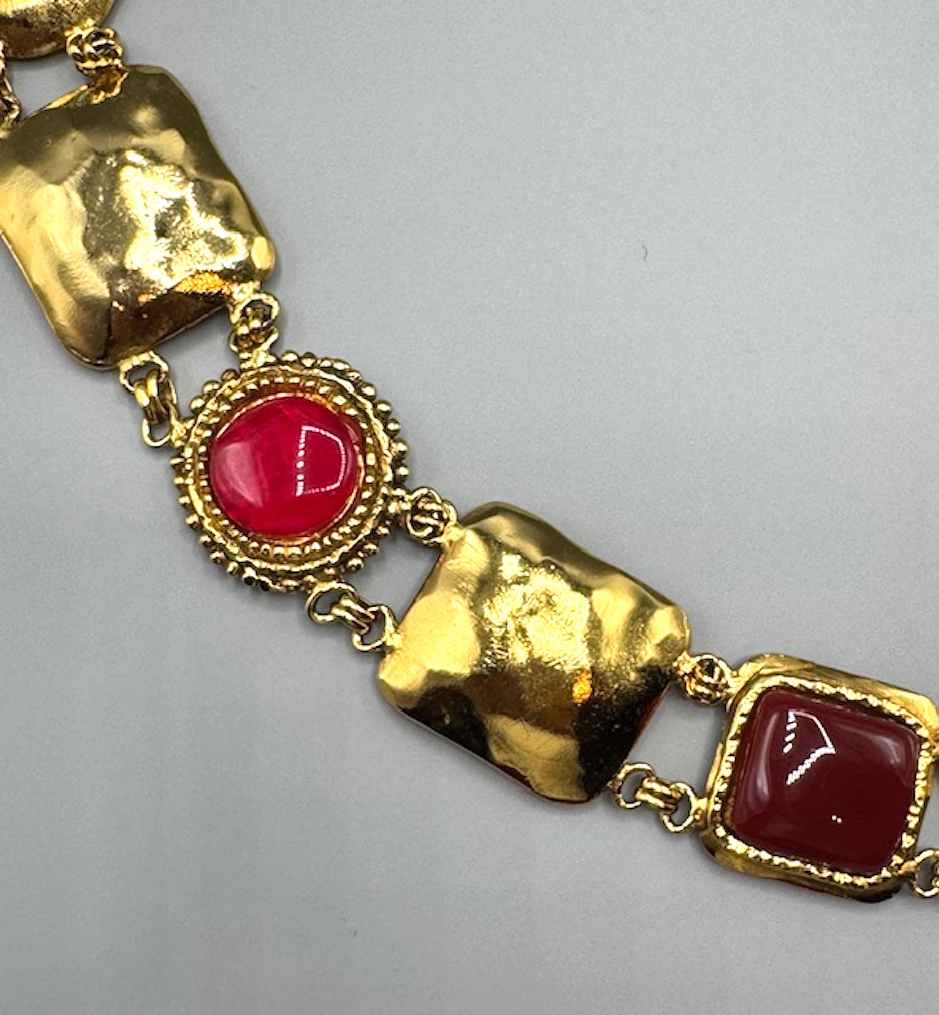 Women's Emanuel Ungaro 1980s Gold Link and Glass Cabochon Belt For Sale