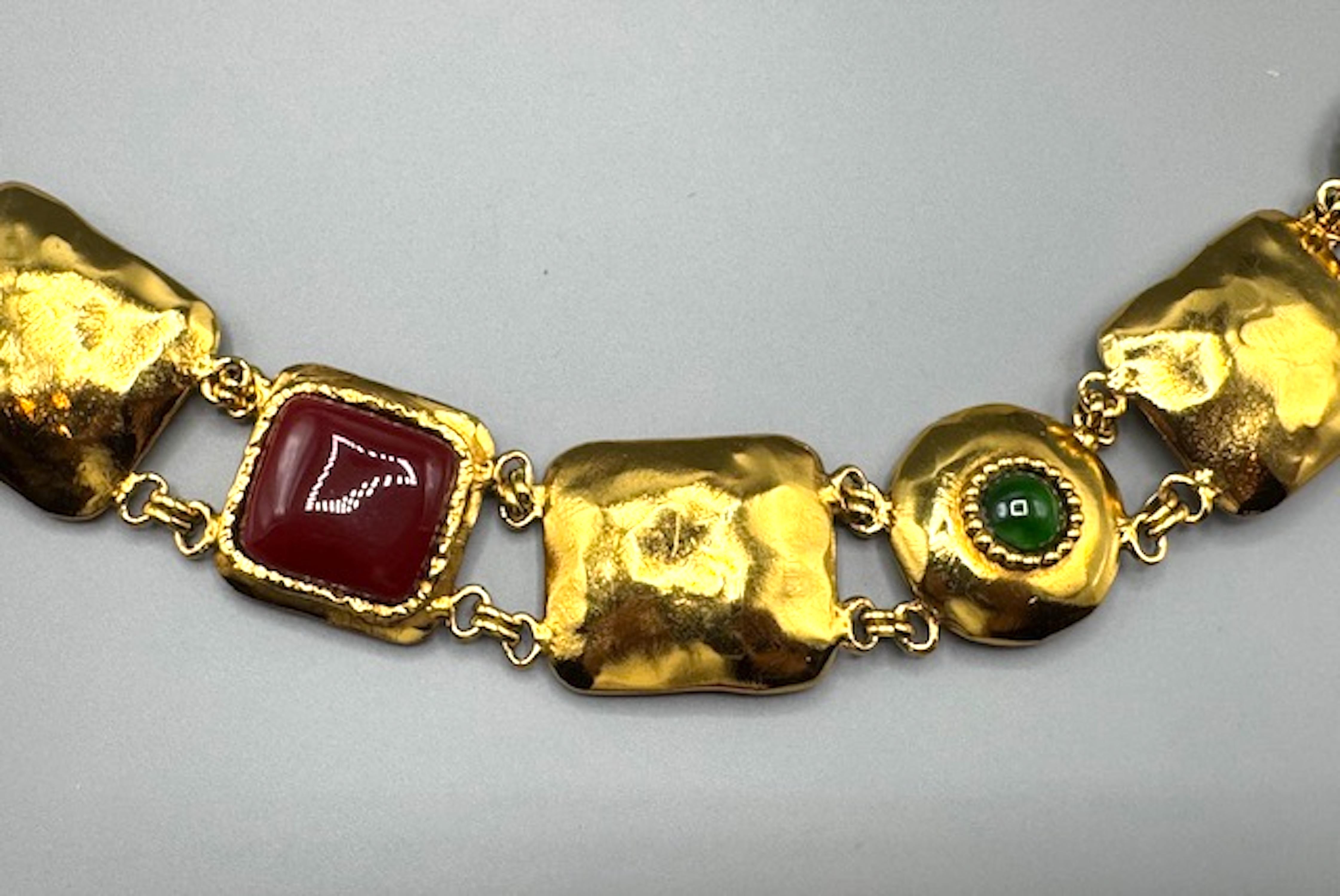 Emanuel Ungaro 1980s Gold Link and Glass Cabochon Belt For Sale 1