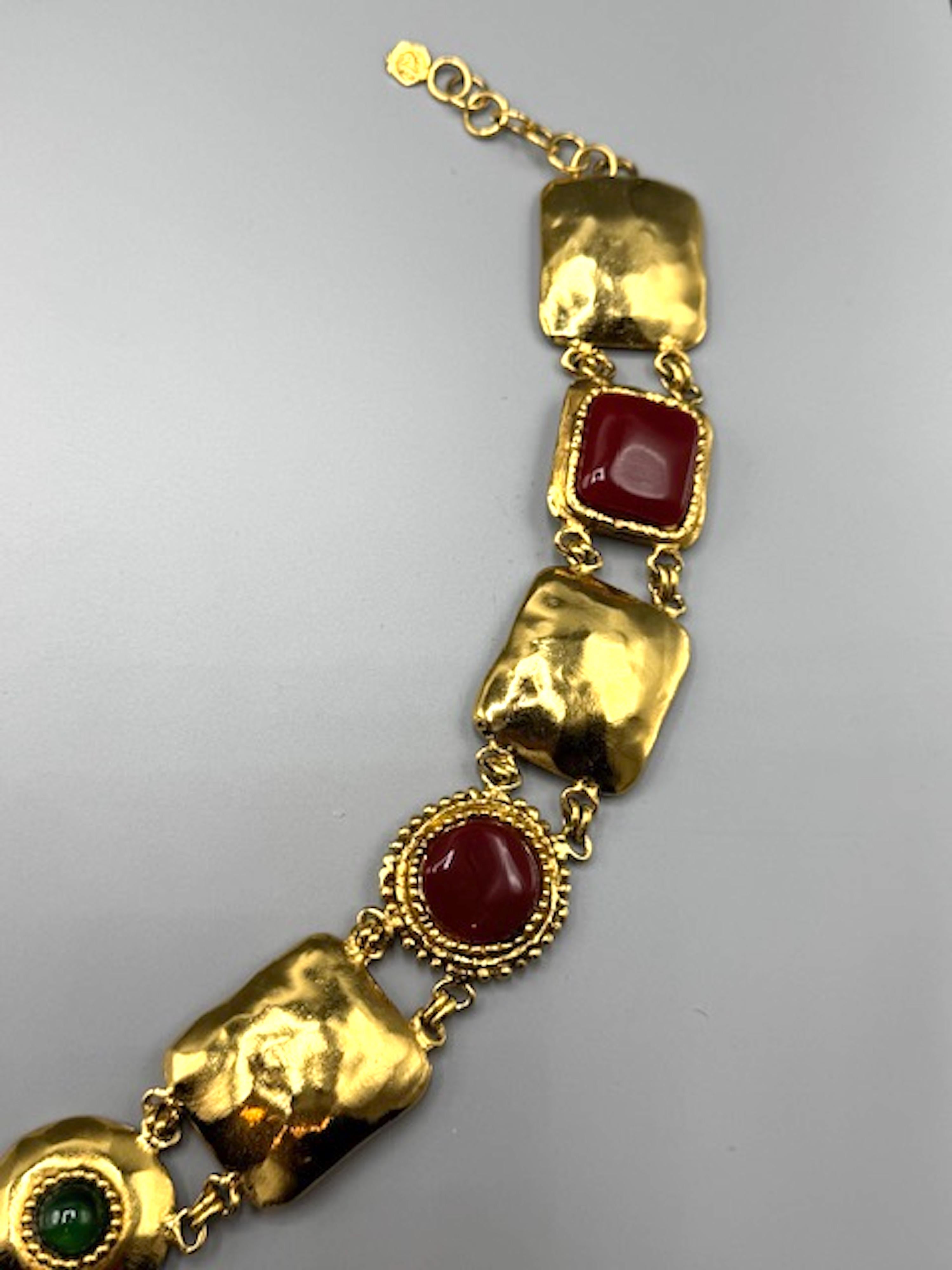 Emanuel Ungaro 1980s Gold Link and Glass Cabochon Belt For Sale 2
