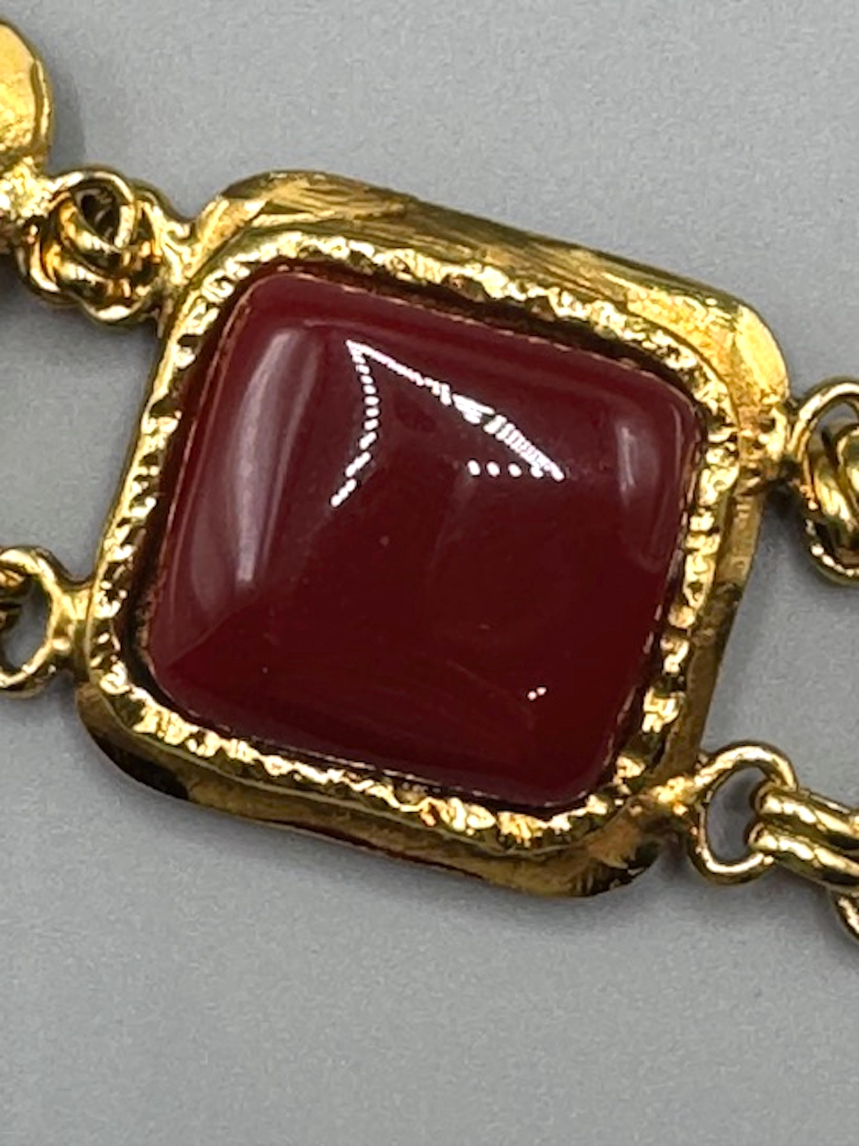 Emanuel Ungaro 1980s Gold Link and Glass Cabochon Belt For Sale 3