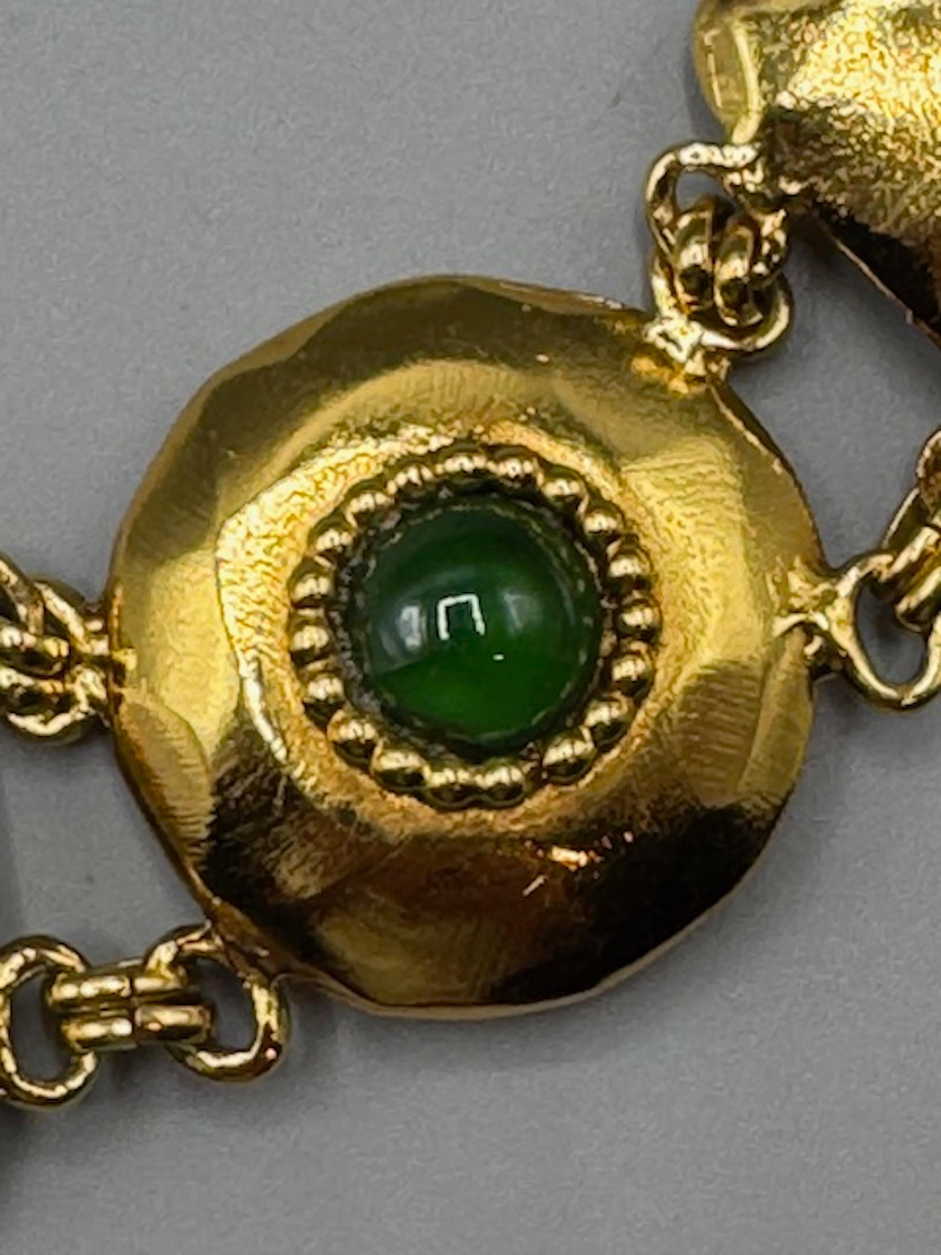 Emanuel Ungaro 1980s Gold Link and Glass Cabochon Belt For Sale 4