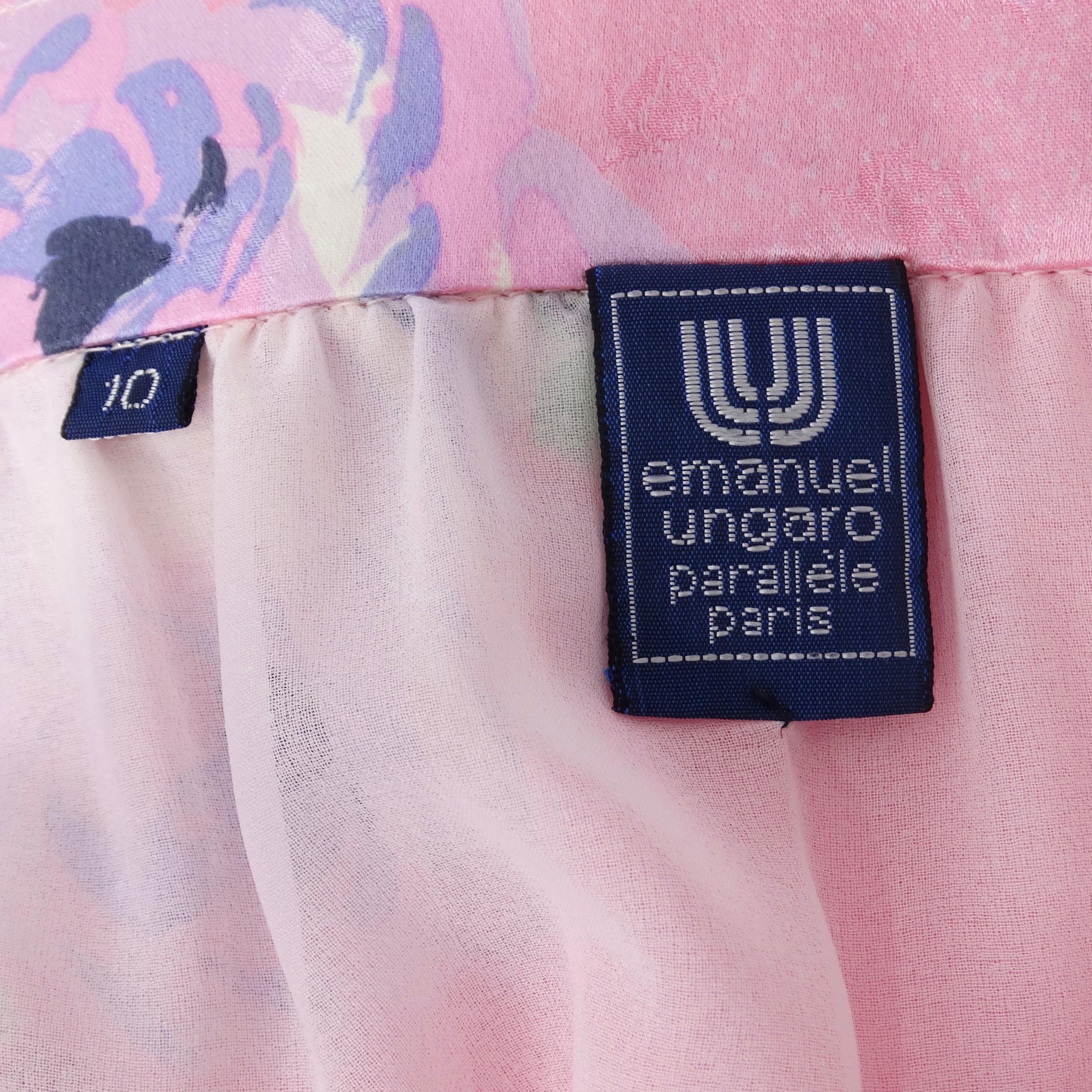 Emanuel Ungaro 1980s Pink Floral Pencil Skirt For Sale 2