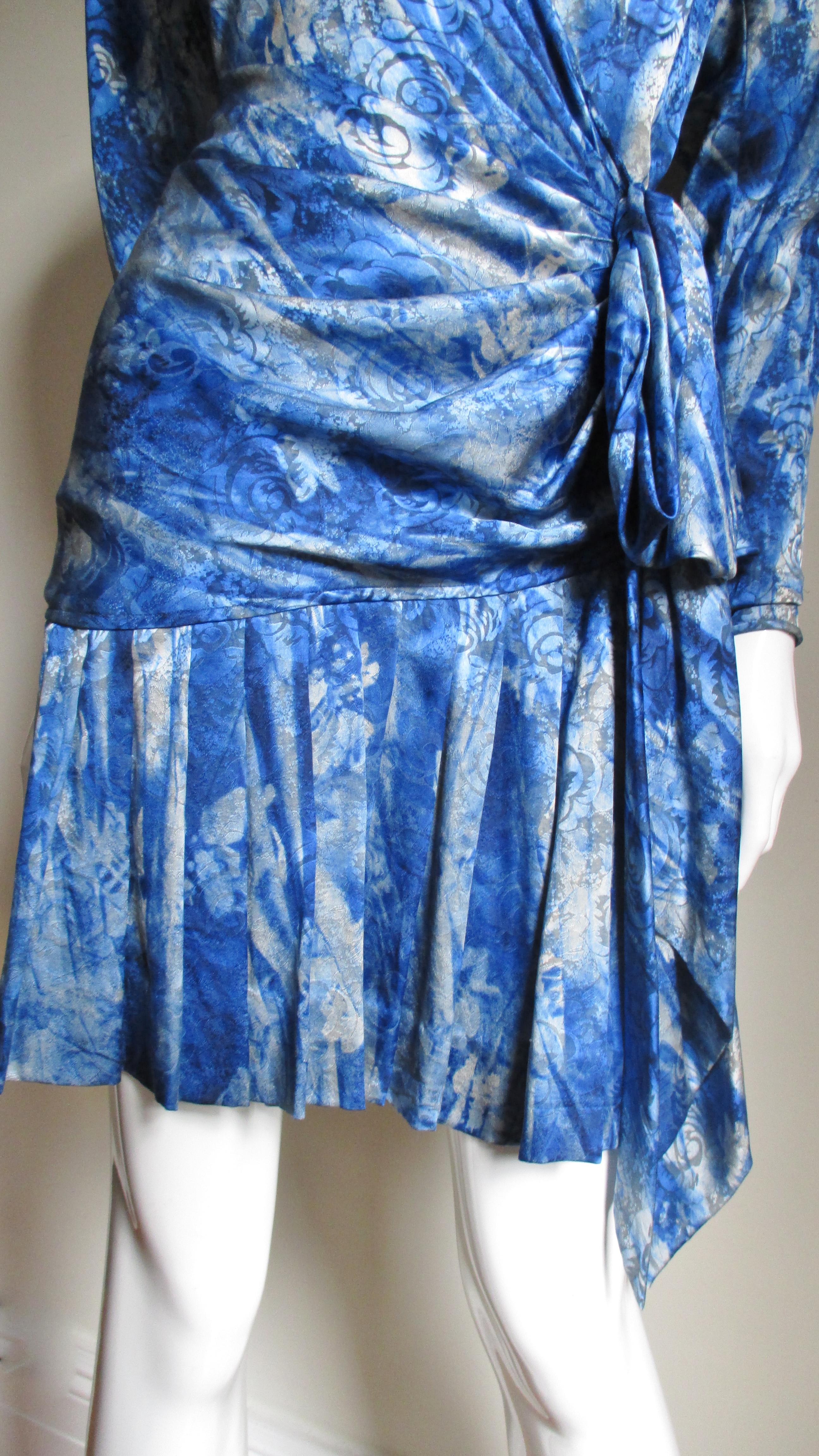 Emanuel Ungaro 1980s Wrap Silk Dress  In Excellent Condition For Sale In Water Mill, NY