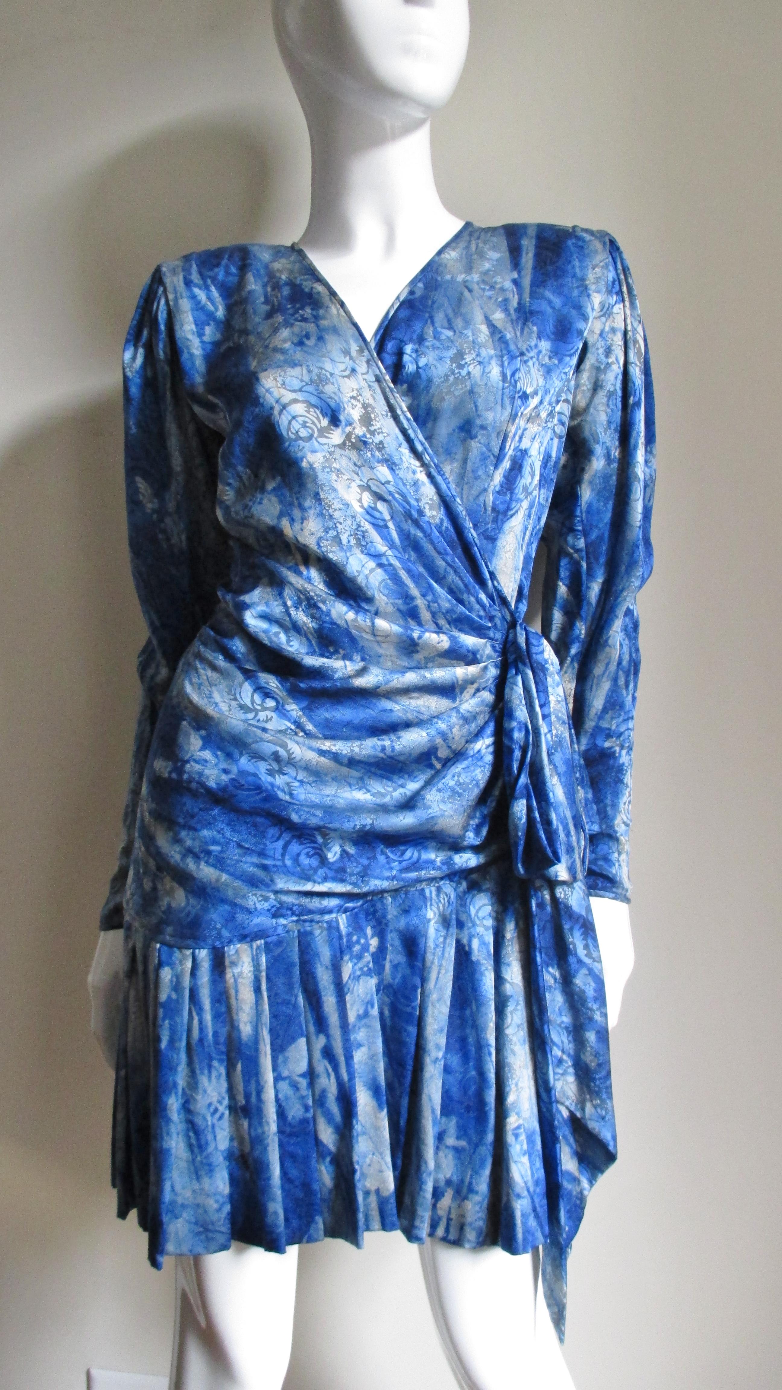Women's Emanuel Ungaro 1980s Wrap Silk Dress  For Sale