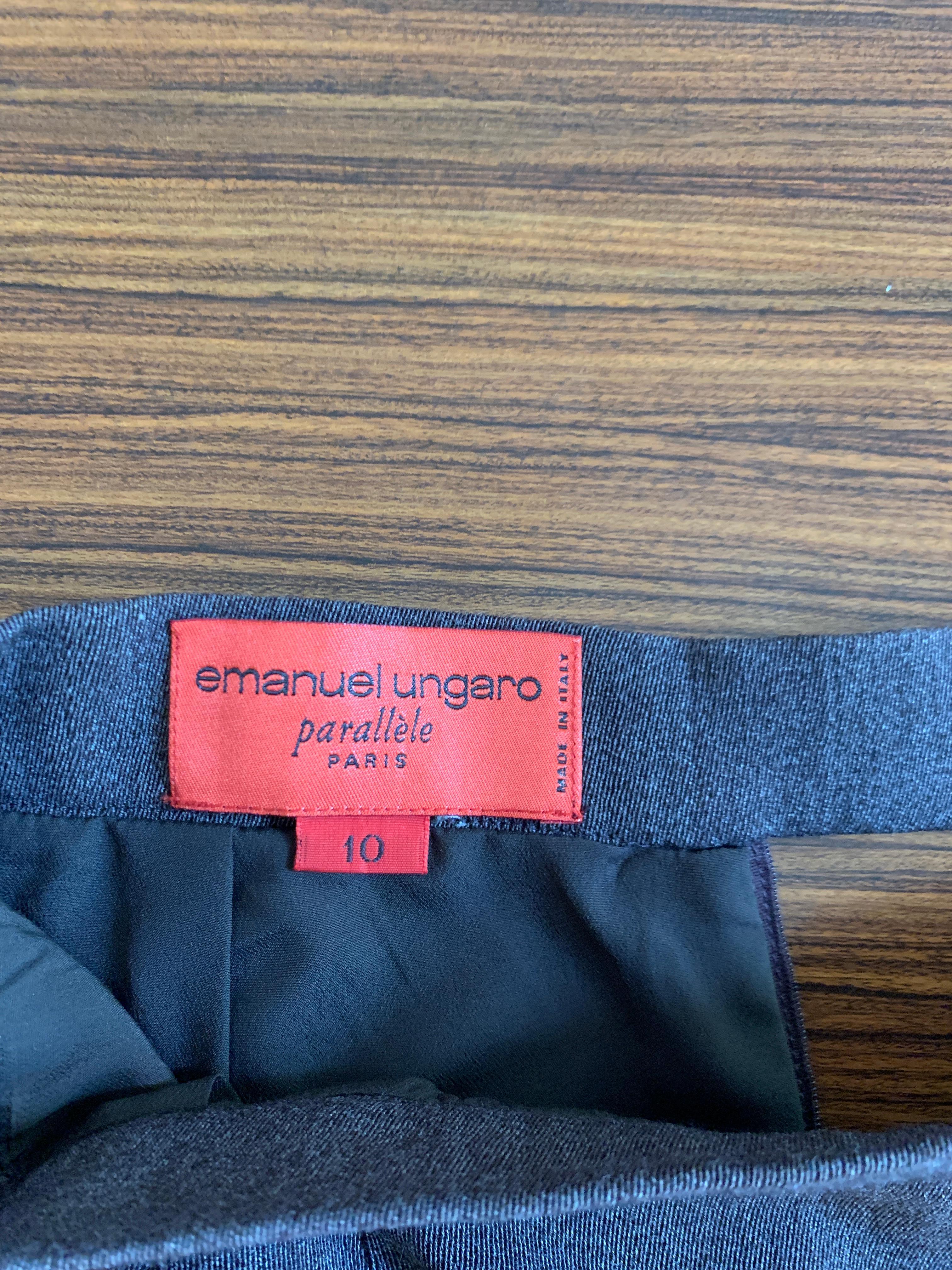 Women's Emanuel Ungaro 1990s Brown Grey Skirt Suit with Long Jacket  For Sale