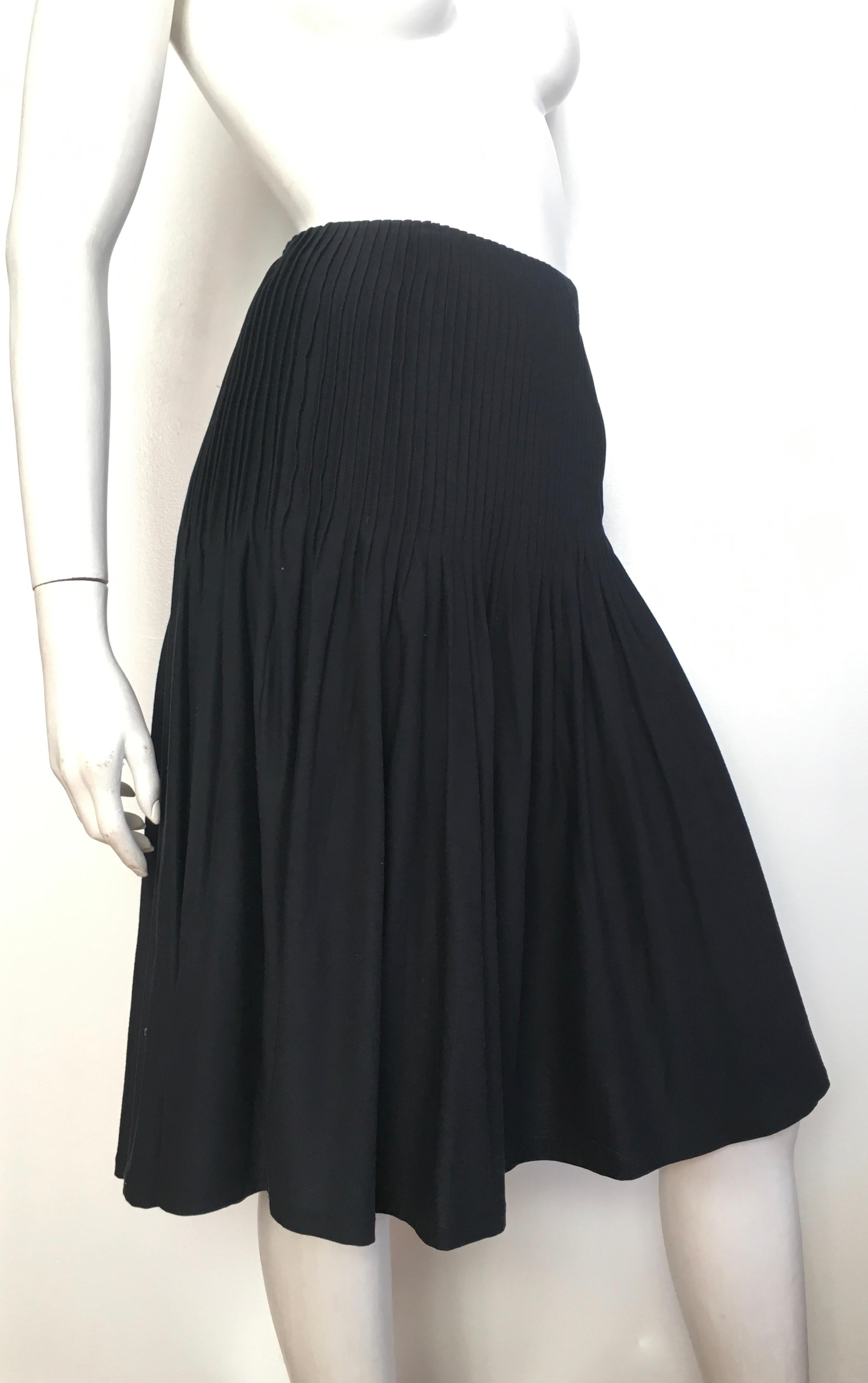 Emanuel Ungaro 1990s Silk & Cotton Pleated Black Skirt Size 10. For Sale 8