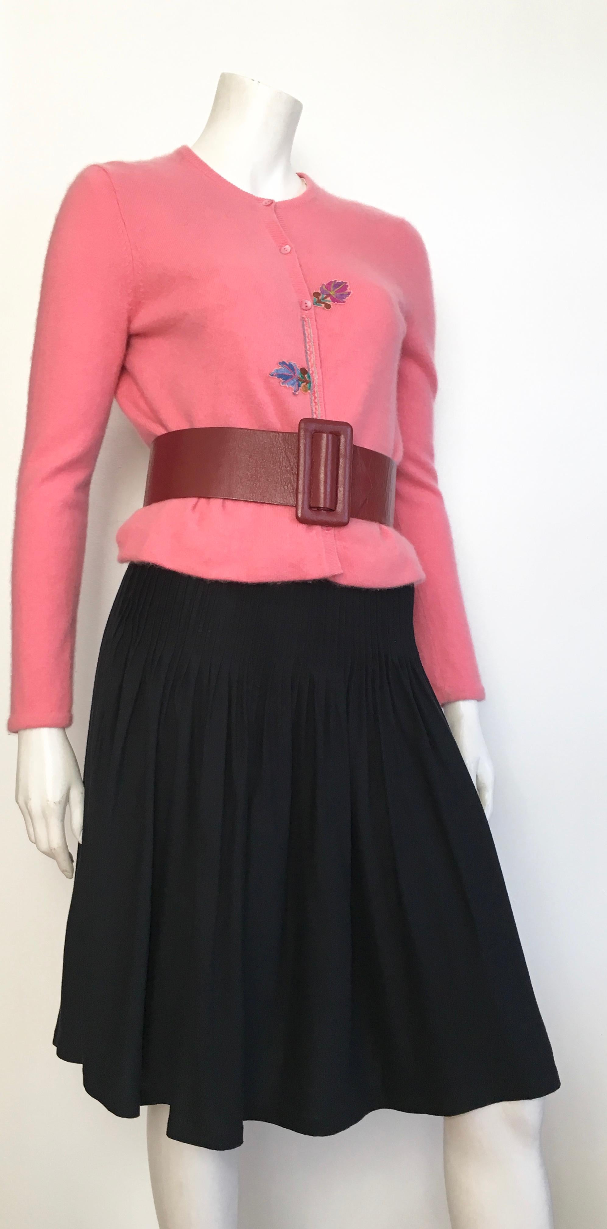Emanuel Ungaro 1990s Silk & Cotton Pleated Black Skirt Size 10. For Sale 11