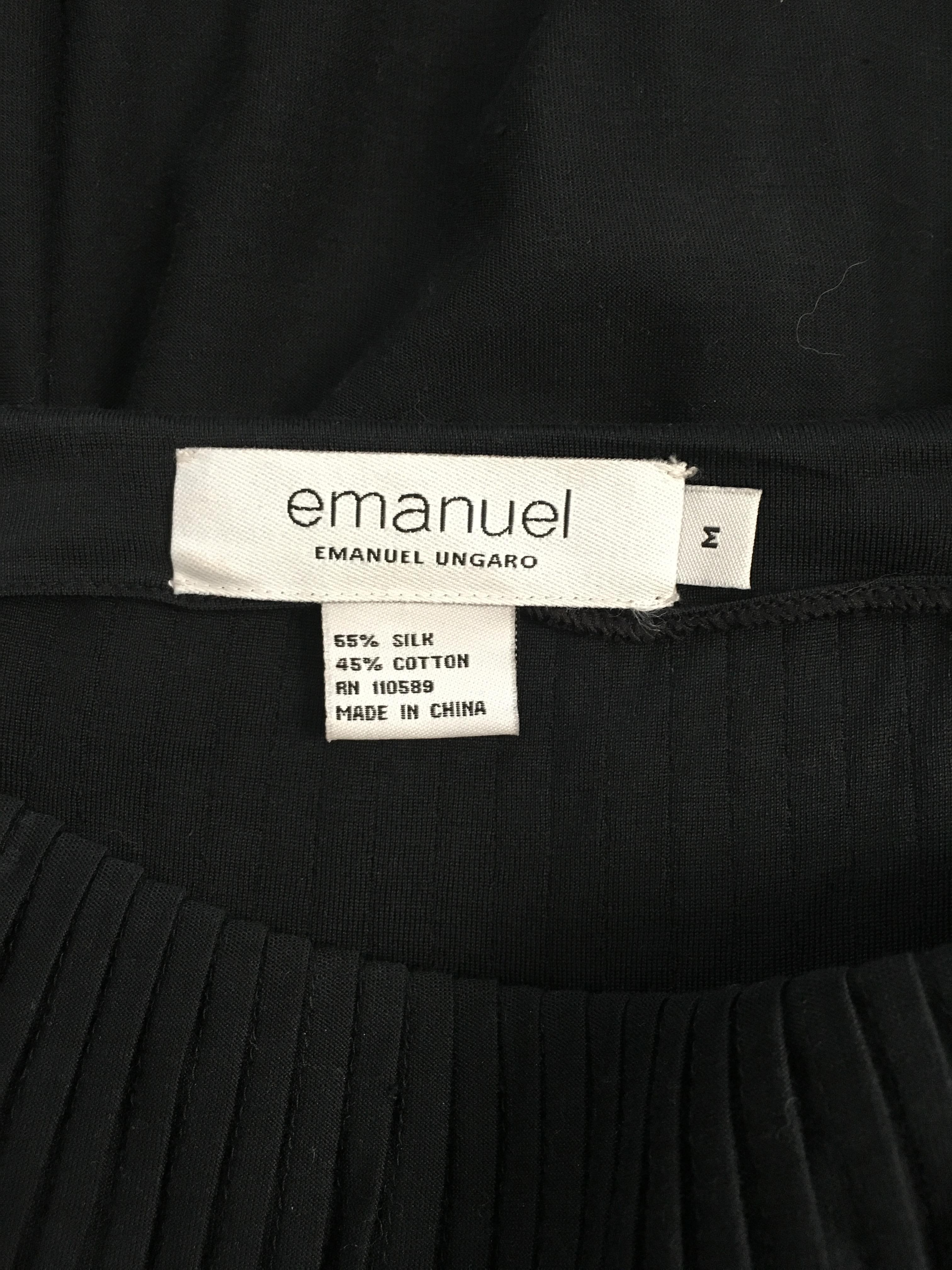 Emanuel Ungaro 1990s Silk & Cotton Pleated Black Skirt Size 10. For Sale 14