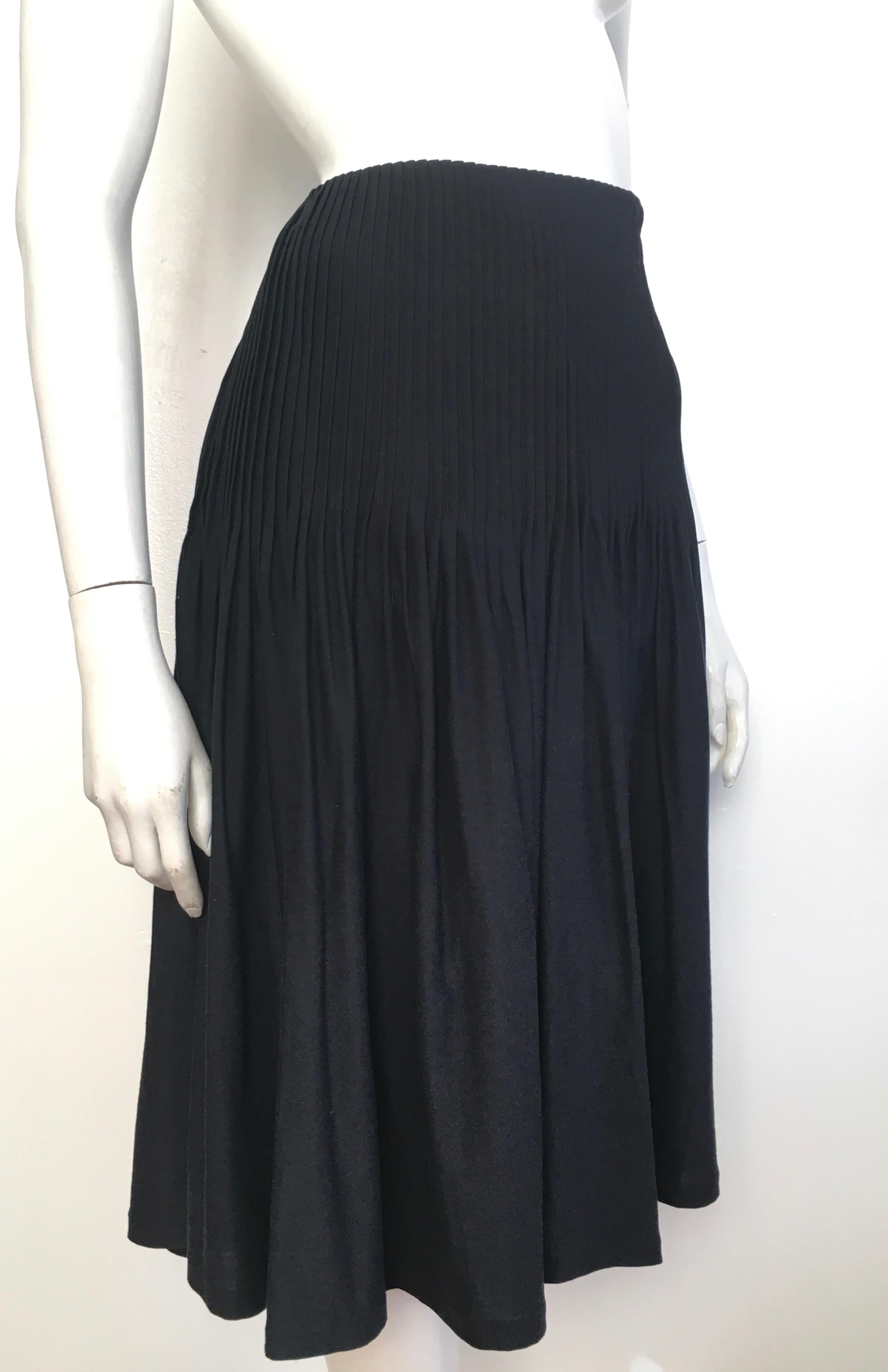 Emanuel Ungaro 1990s Silk & Cotton Pleated Black Skirt Size 10. For Sale 1