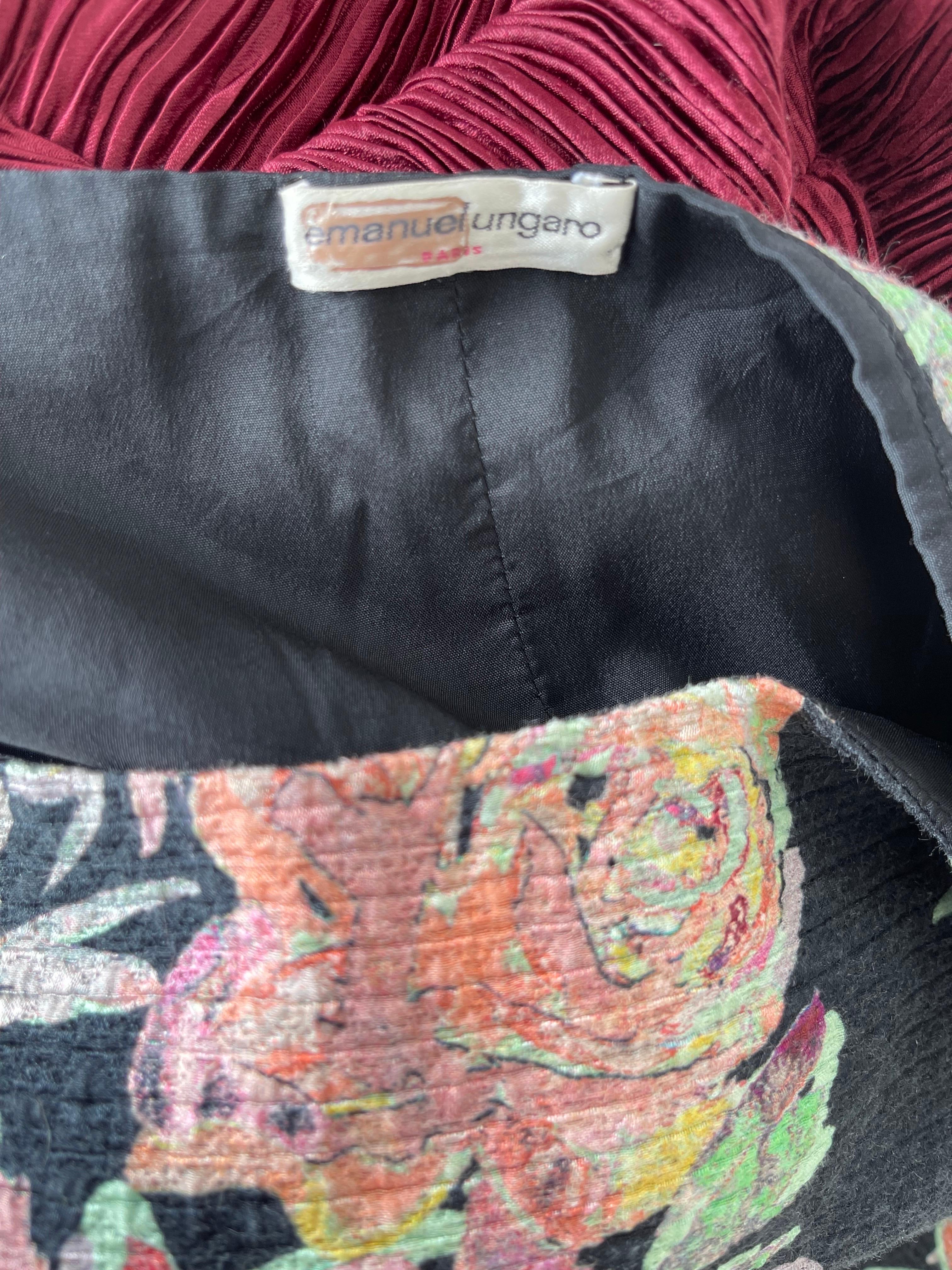 Emanuel Ungaro 2000s Handkerchief Hem Black Colorful Cotton and Silk Dress For Sale 10