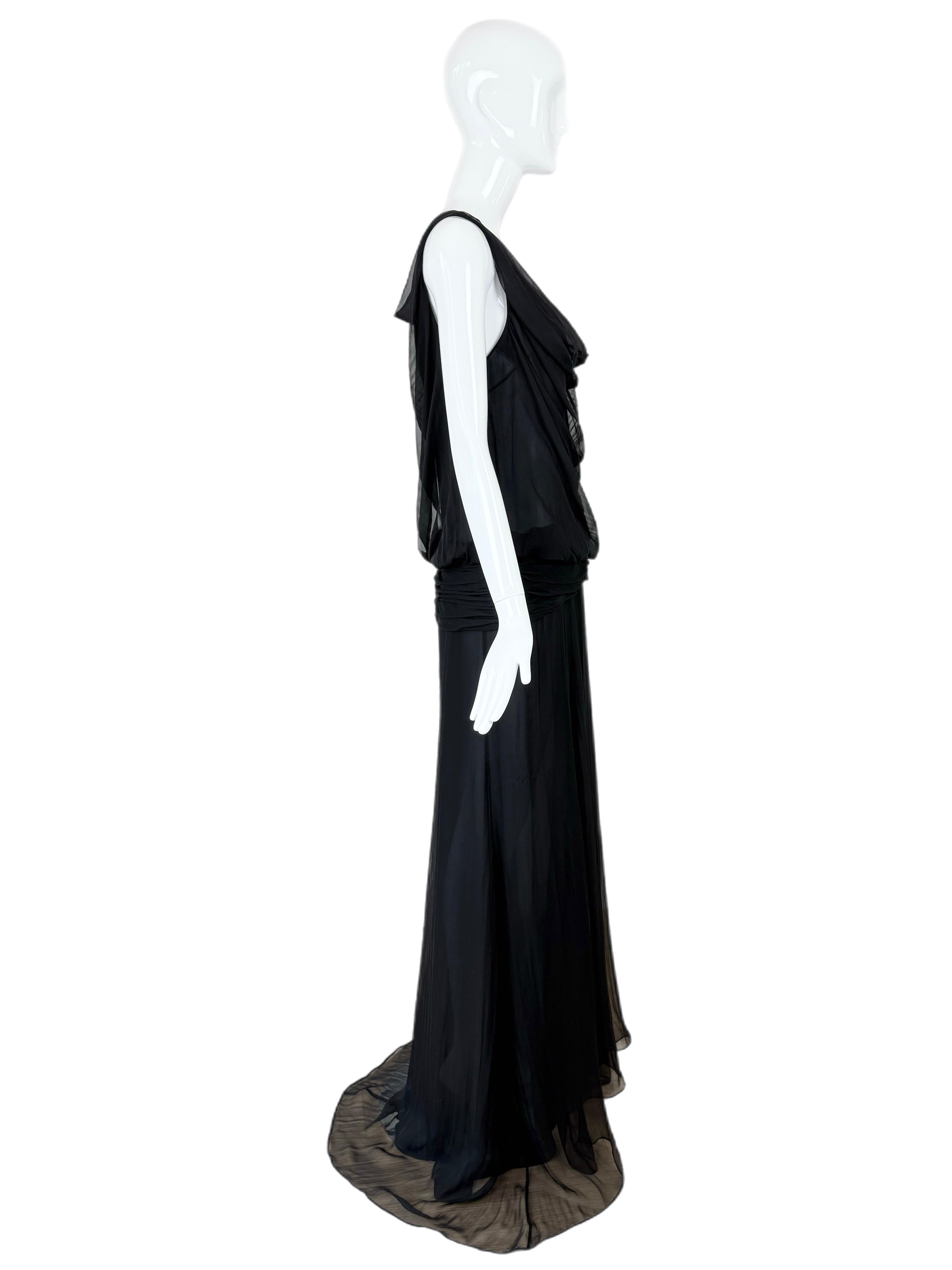 Women's EMANUEL UNGARO 2000's Vintage Black Silk Evening Gown Maxi Dress