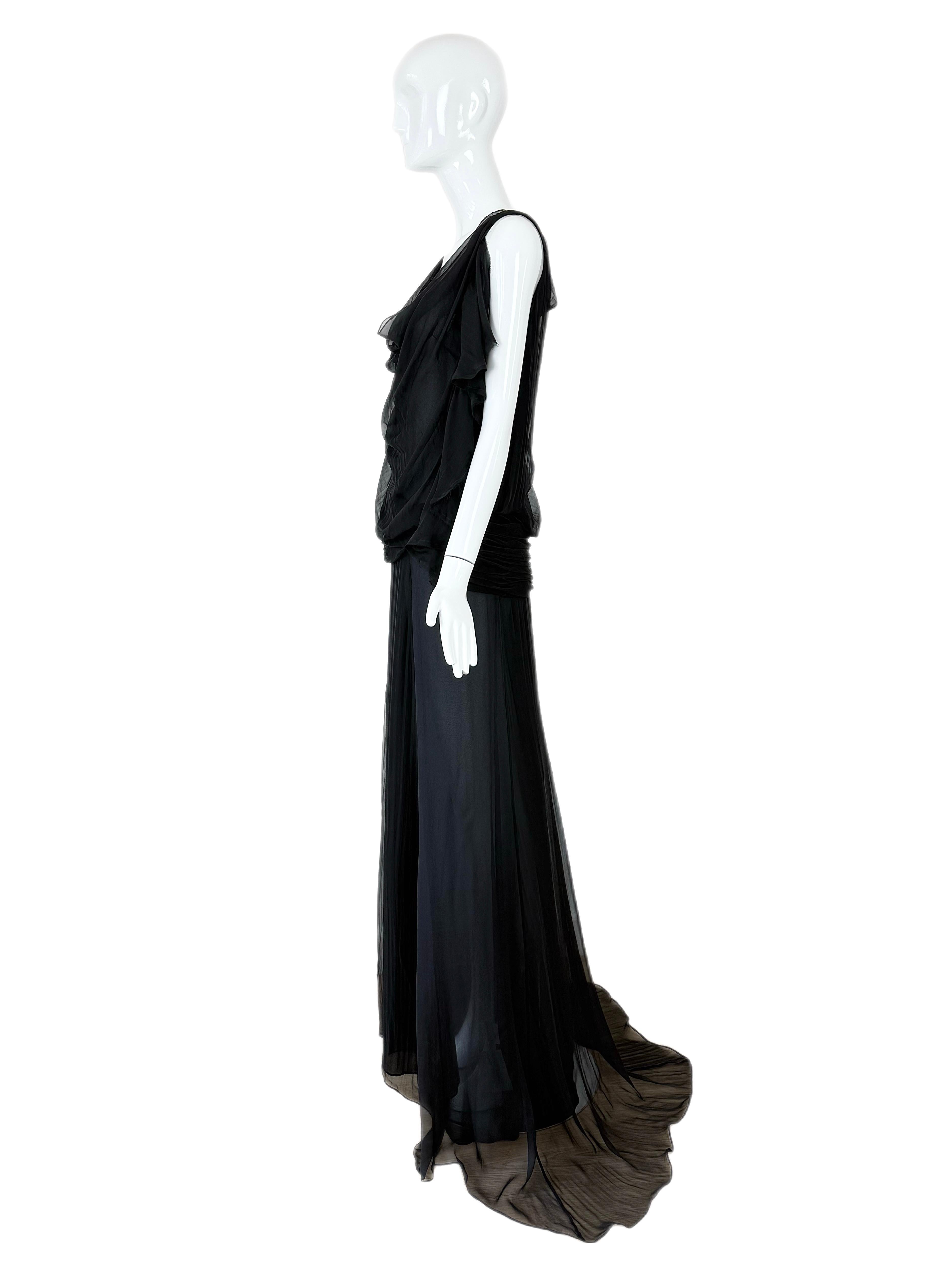 EMANUEL UNGARO 2000's Vintage Black Silk Evening Gown Maxi Dress 1