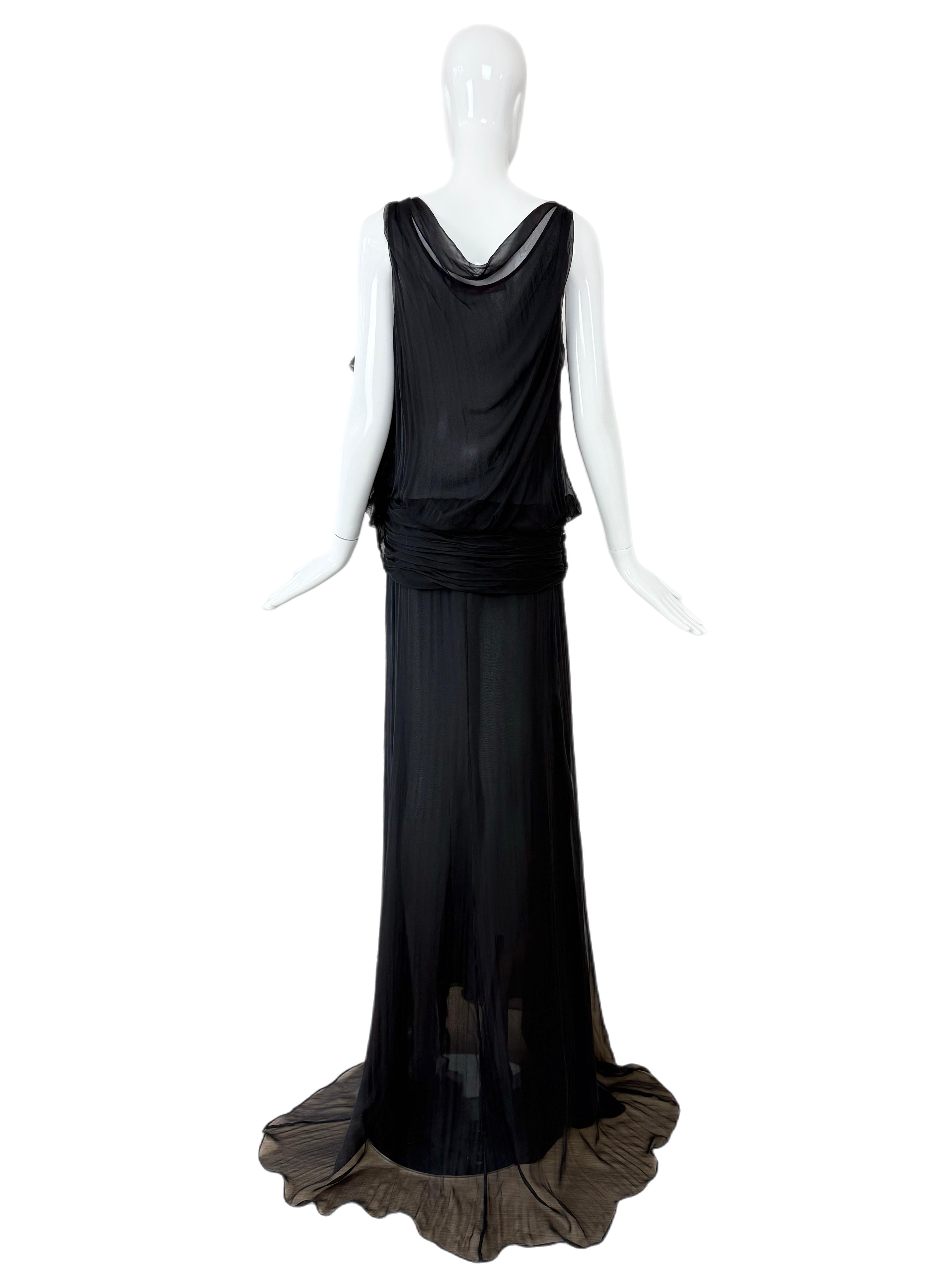 EMANUEL UNGARO 2000's Vintage Black Silk Evening Gown Maxi Dress 2