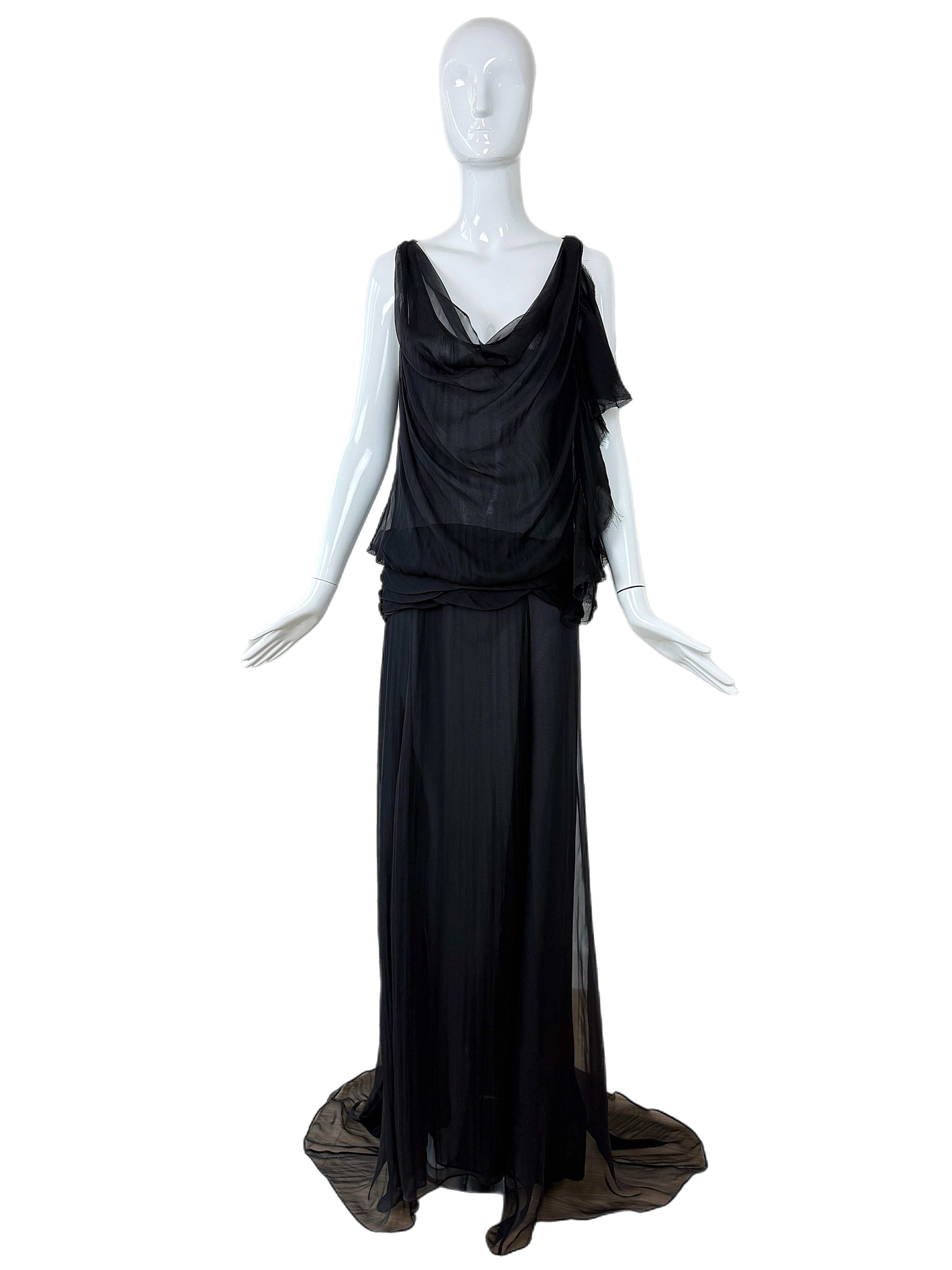 EMANUEL UNGARO 2000's Vintage Black Silk Evening Gown Maxi Dress 3