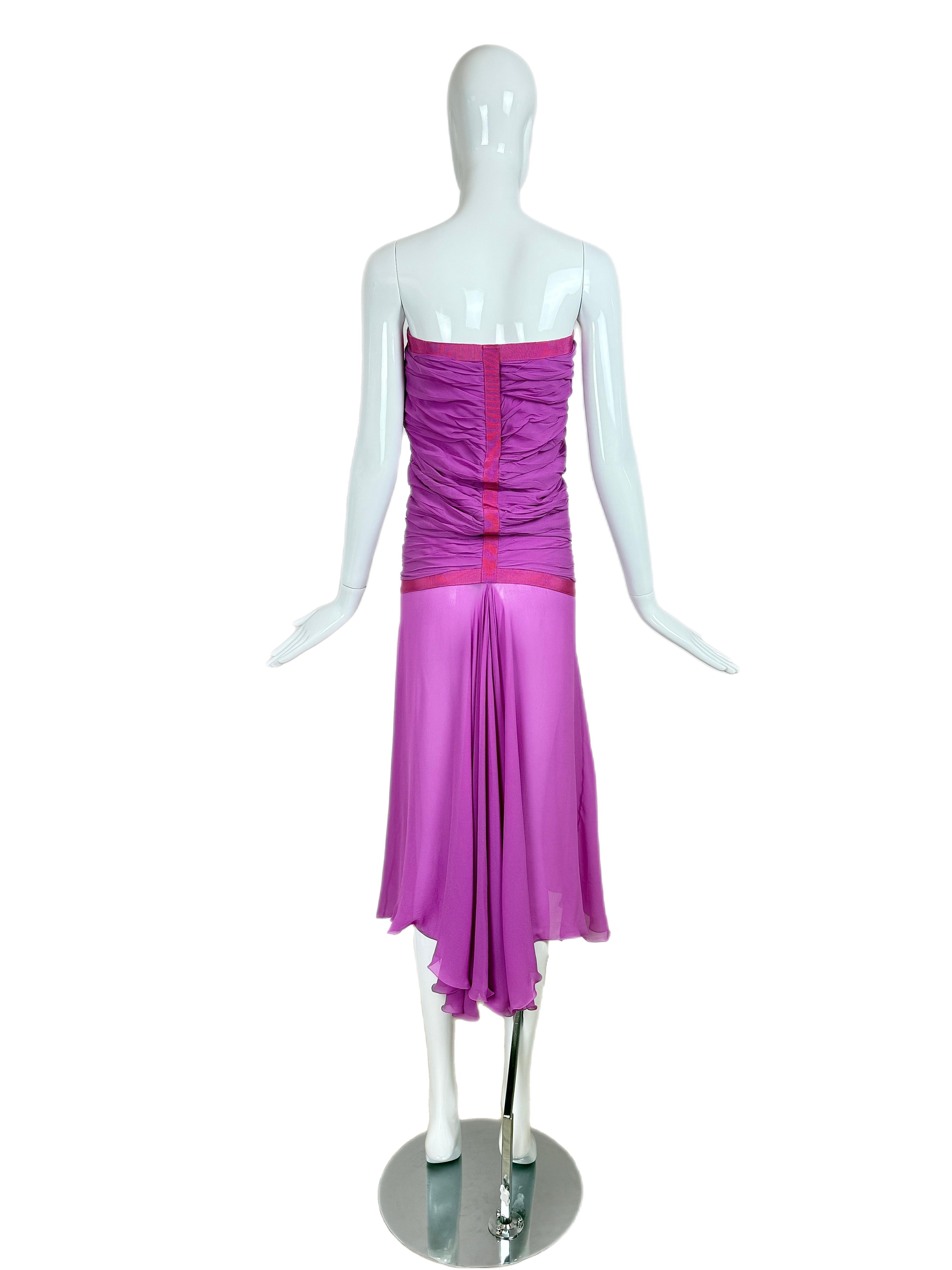 EMANUEL UNGARO 2000's Vintage Silk Fuchsia (Maxi) Dress In New Condition For Sale In Leonardo, NJ