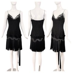 EMANUEL UNGARO 2004 Vestido vintage de lazo de tweed negro