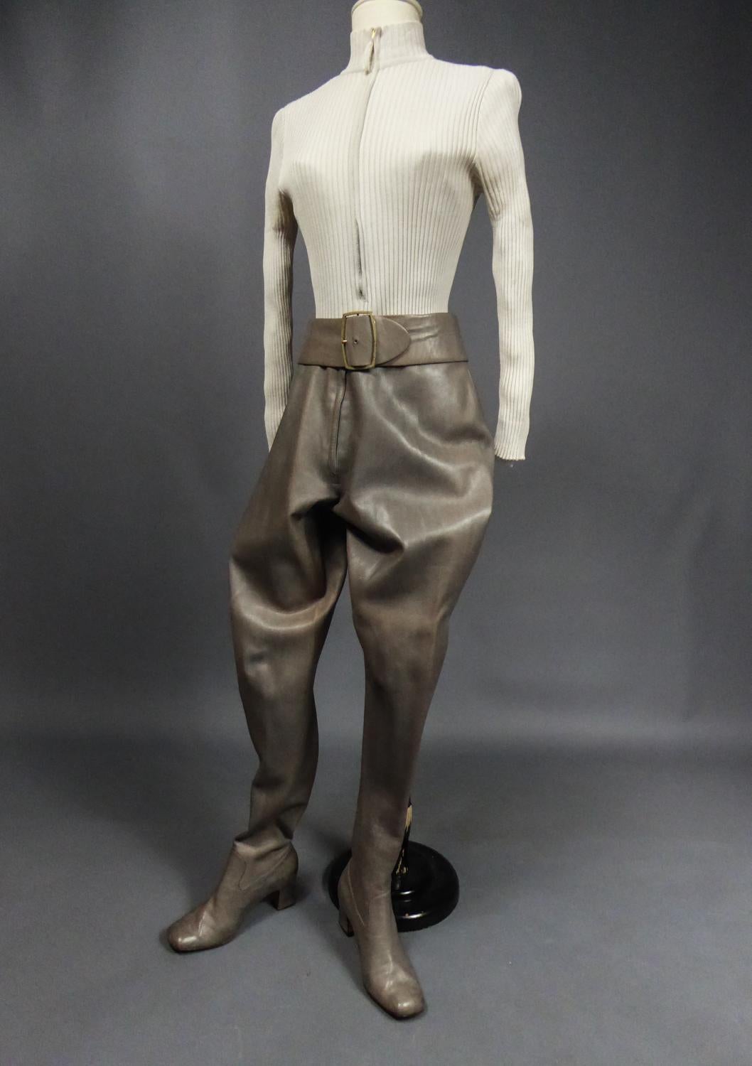 Emanuel Ungaro Amazon Coveralls with Integrated Leather Thigh Boots Circa 1970 5