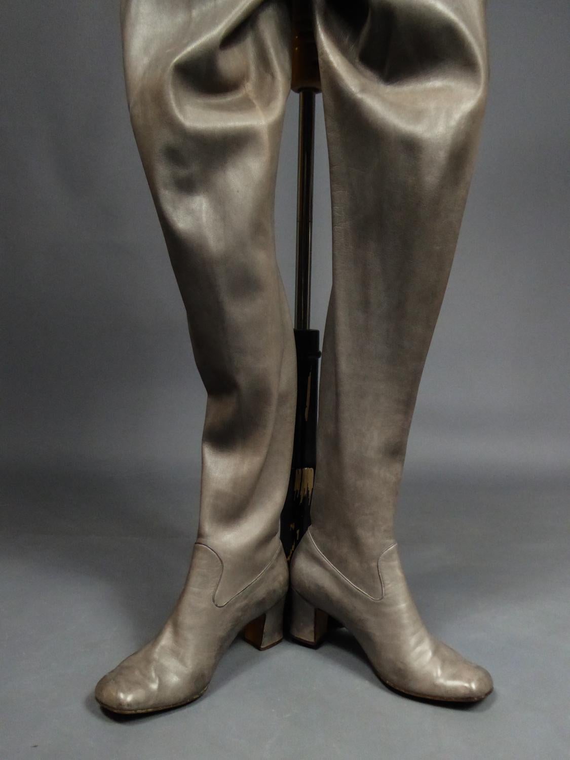 Emanuel Ungaro Amazon Coveralls with Integrated Leather Thigh Boots Circa 1970 3