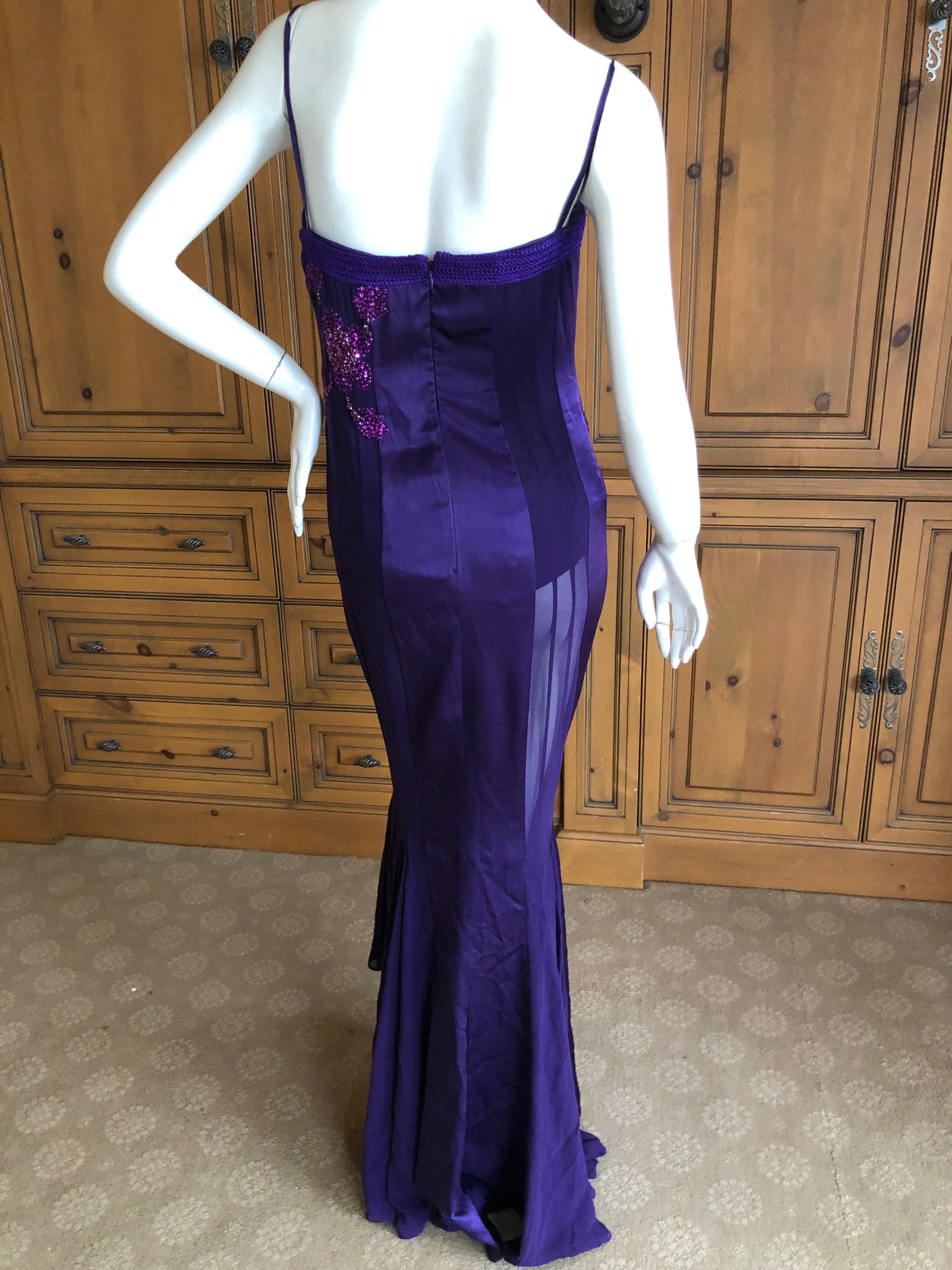 Emanuel Ungaro Amethyst Embellished Vintage Silk Evening Dress by Peter Dundas For Sale 4