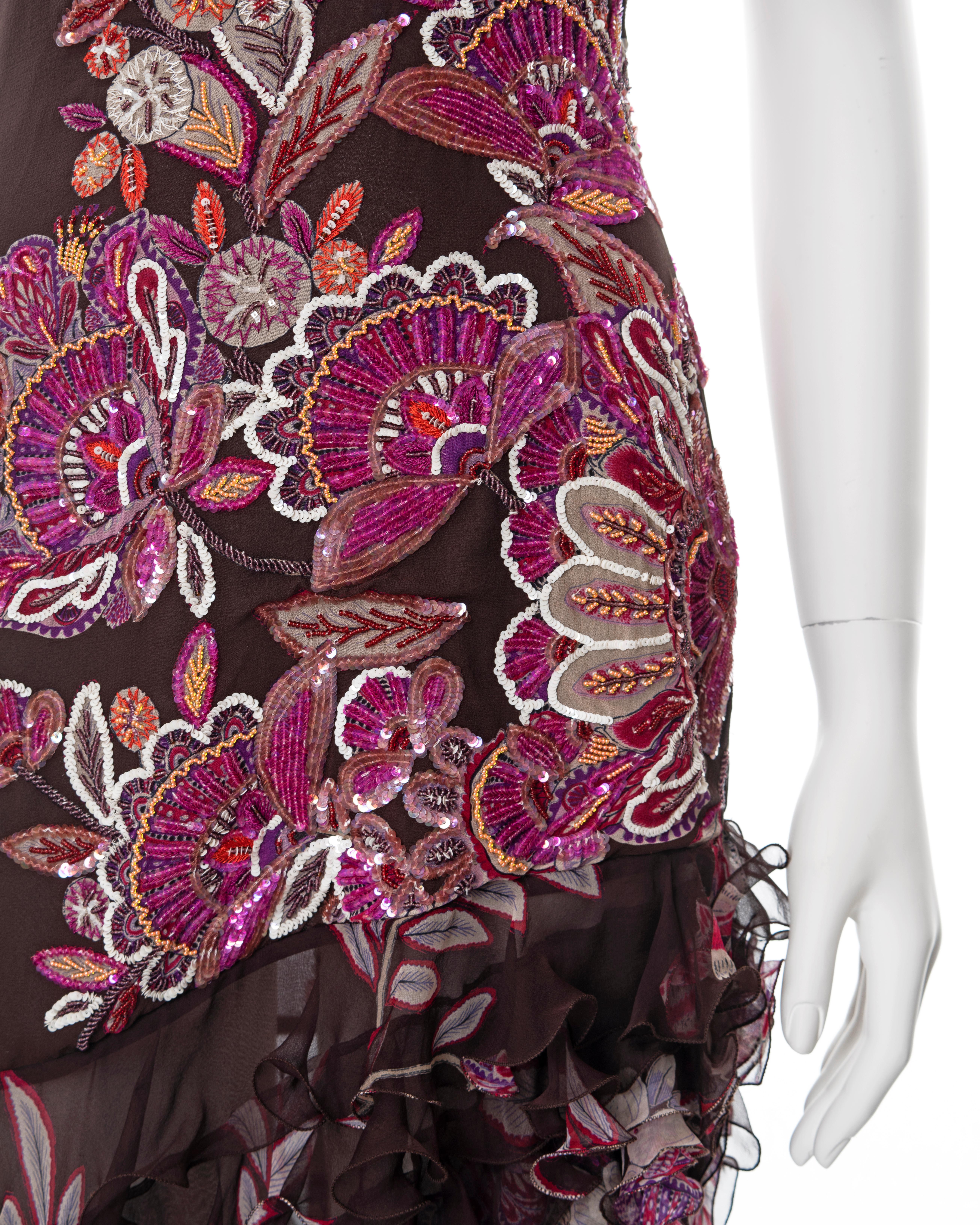 Emanuel Ungaro beaded burgundy silk halter neck evening dress, ss 2003 For Sale 1