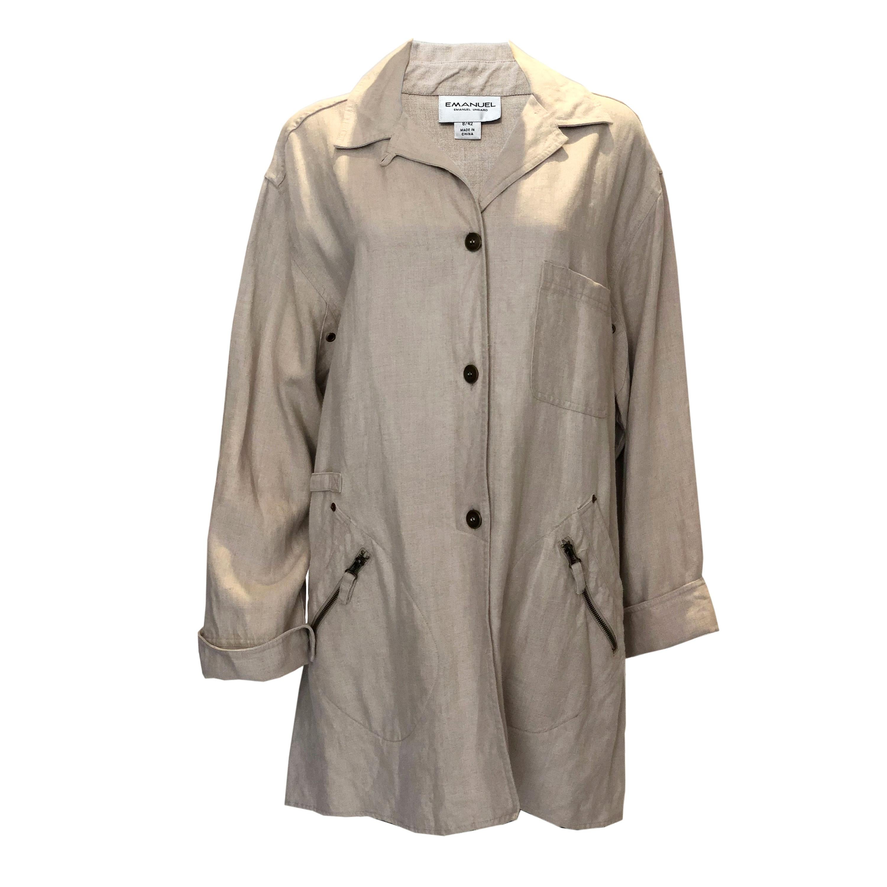 Emanuel Ungaro Beige Linen Jacket For Sale