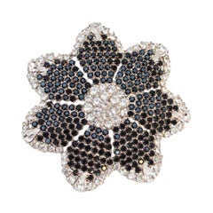 Emanuel Ungaro Schwarz-Weiß-Brosche in versilbert