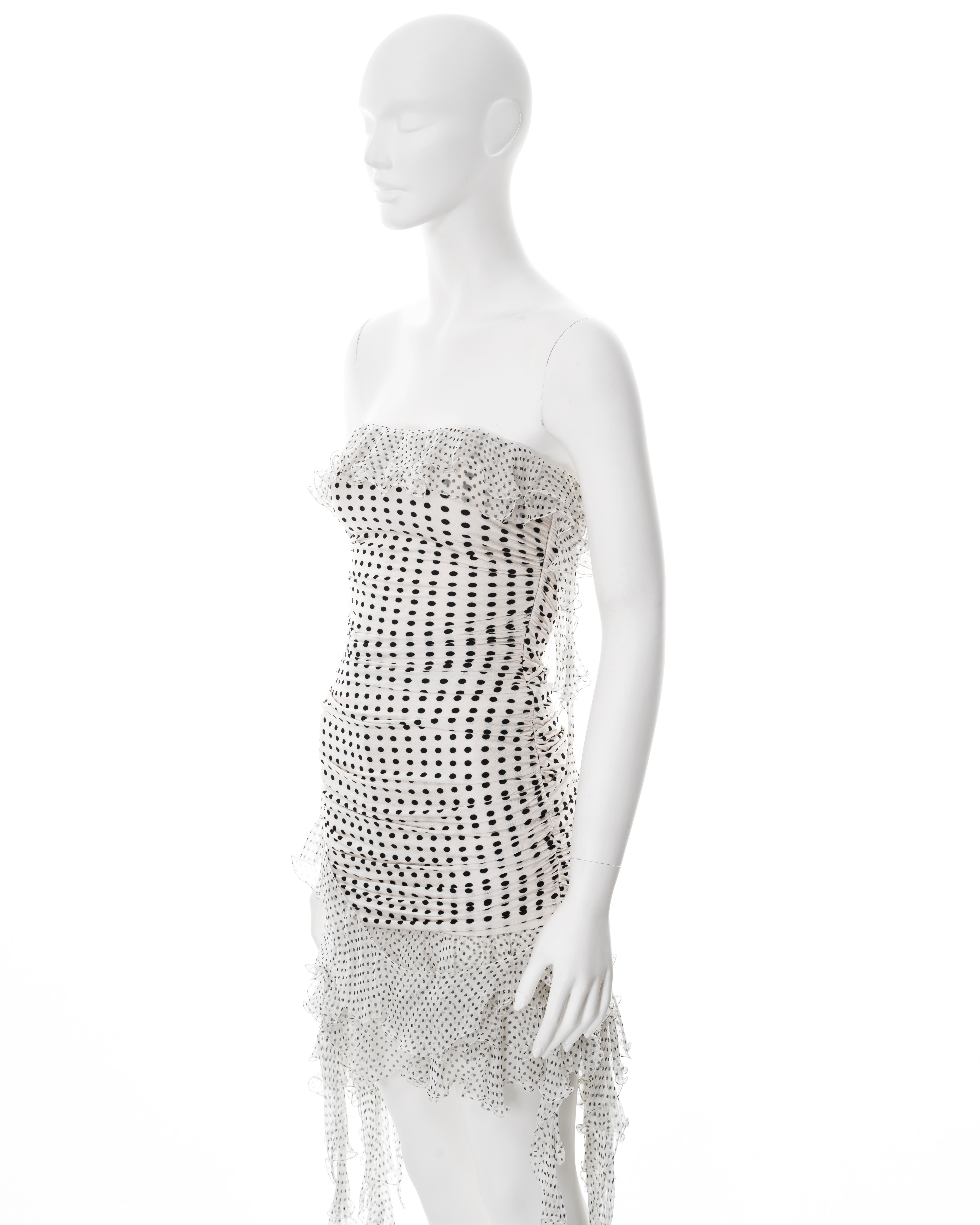 Emanuel Ungaro black and white polkadot ruched mini dress, ss 2003 7