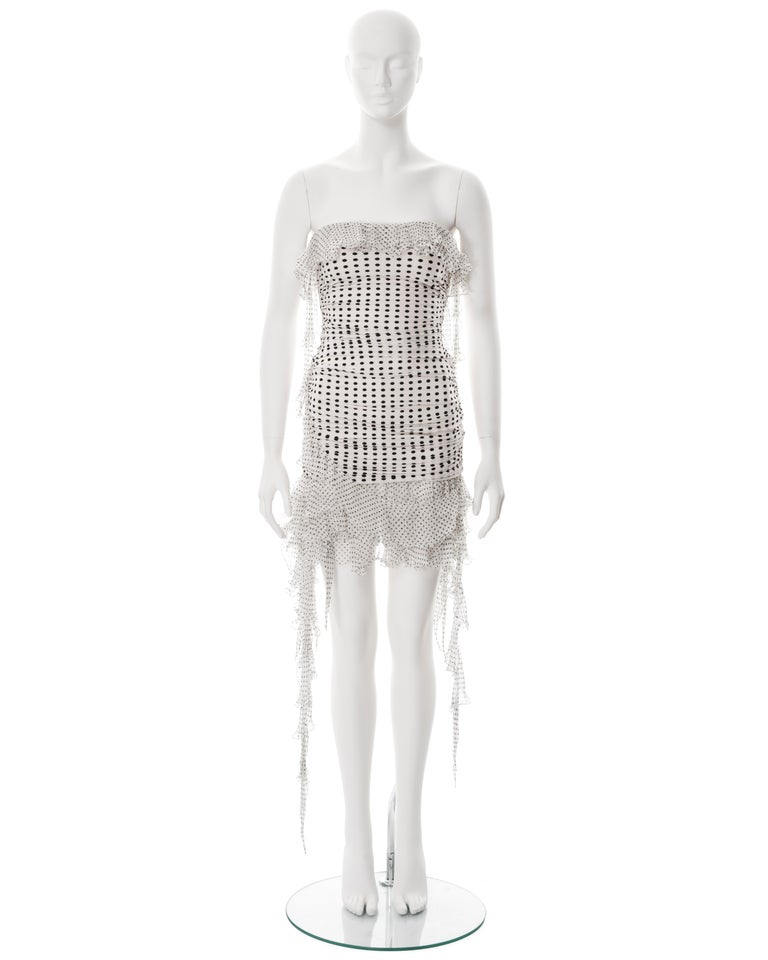 Emanuel Ungaro black and white polkadot ruched mini dress, ss 2003 at  1stDibs | sandro amethyste cotton ruched mini dress, sandro amethyste dress,  voluminous 3d floral tulle mini dress