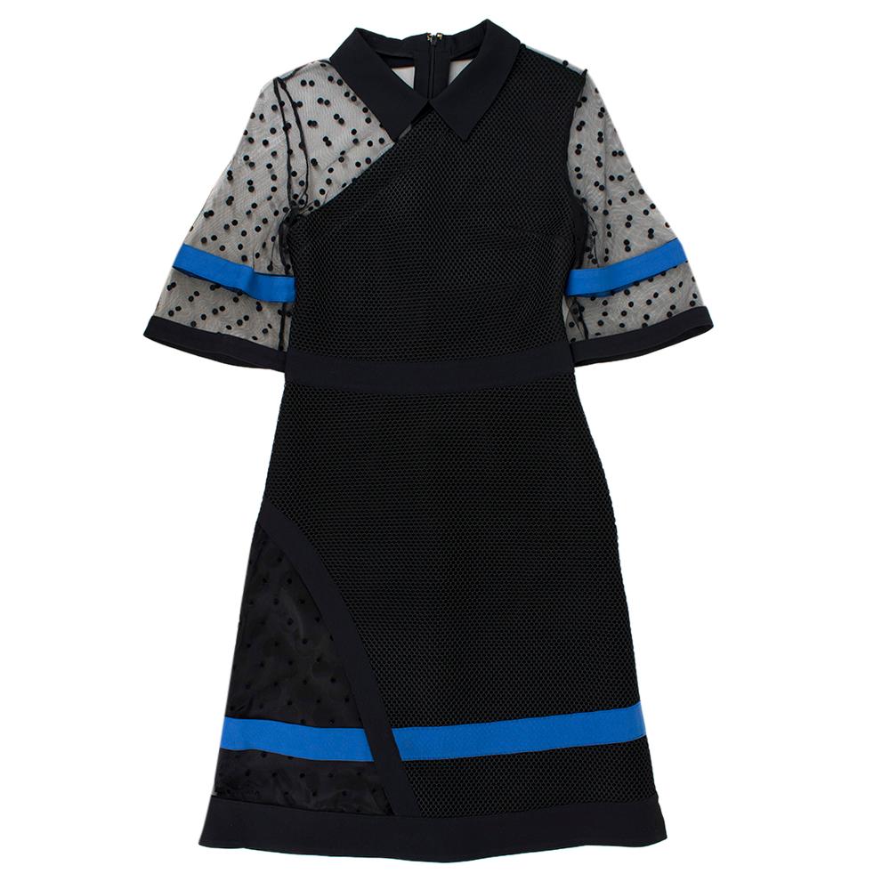 Emanuel Ungaro Black Neoprene Tulle Panelled Dress - Size US 4 For Sale 5