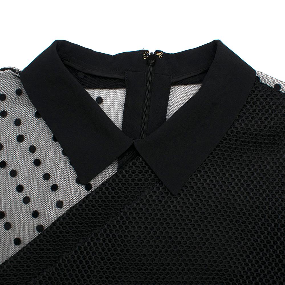 Emanuel Ungaro Black Neoprene Tulle Panelled Dress - Size US 4 For Sale 2