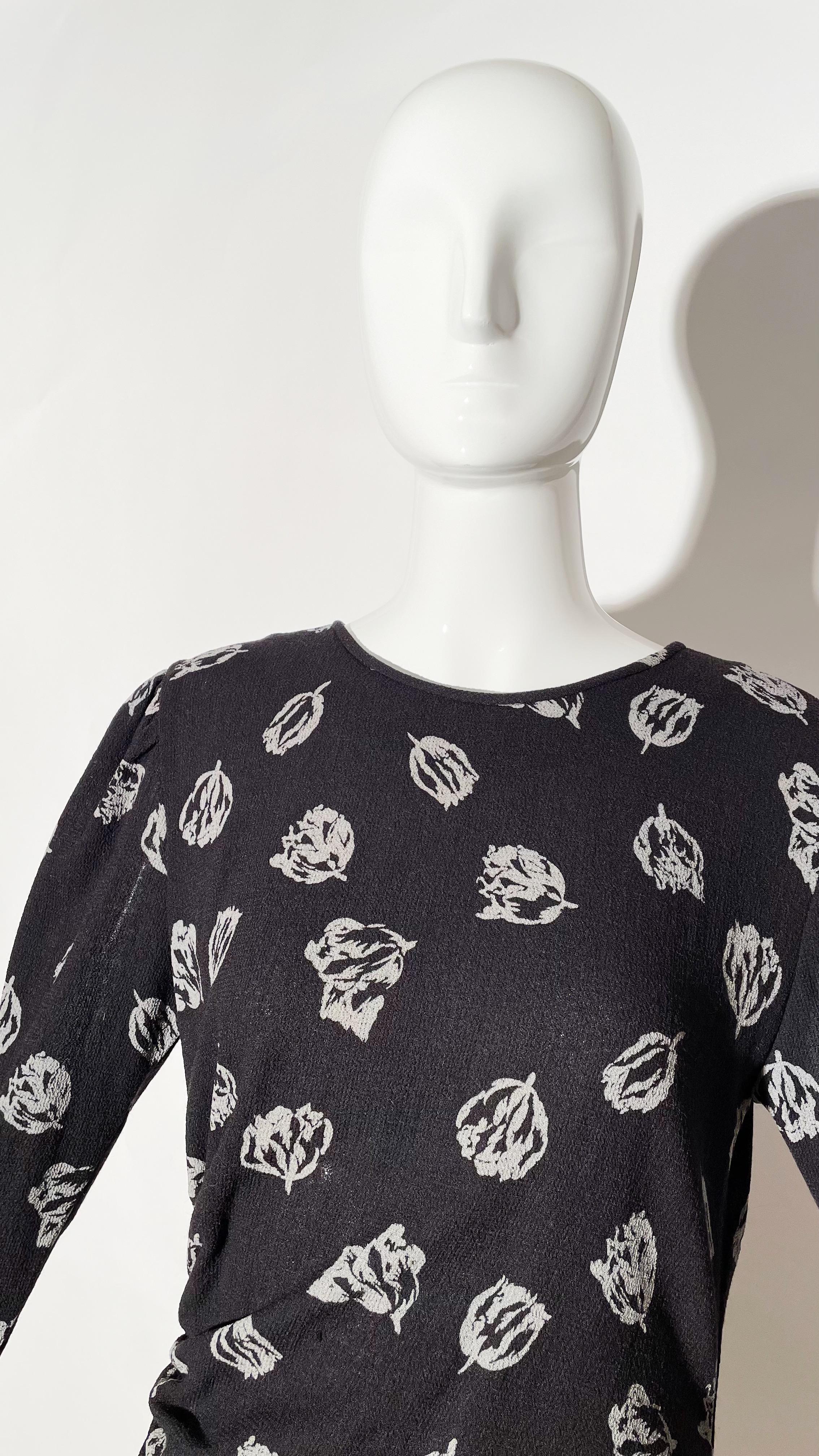 Women's or Men's Emanuel Ungaro Black Ruched Floral Dress  For Sale