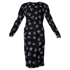 Emanuel Ungaro Schwarzes gerafftes geblümtes Kleid