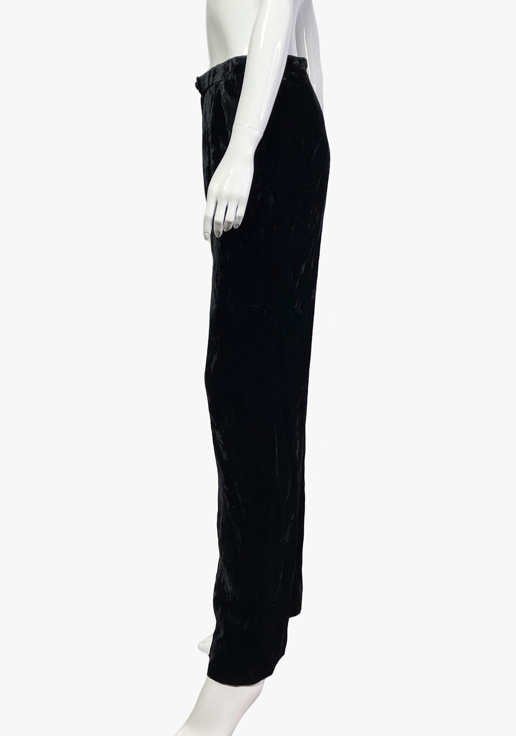 Emanuel Ungaro Schwarze hochgeschlossene Hose aus Samt im Zustand „Gut“ im Angebot in New York, NY