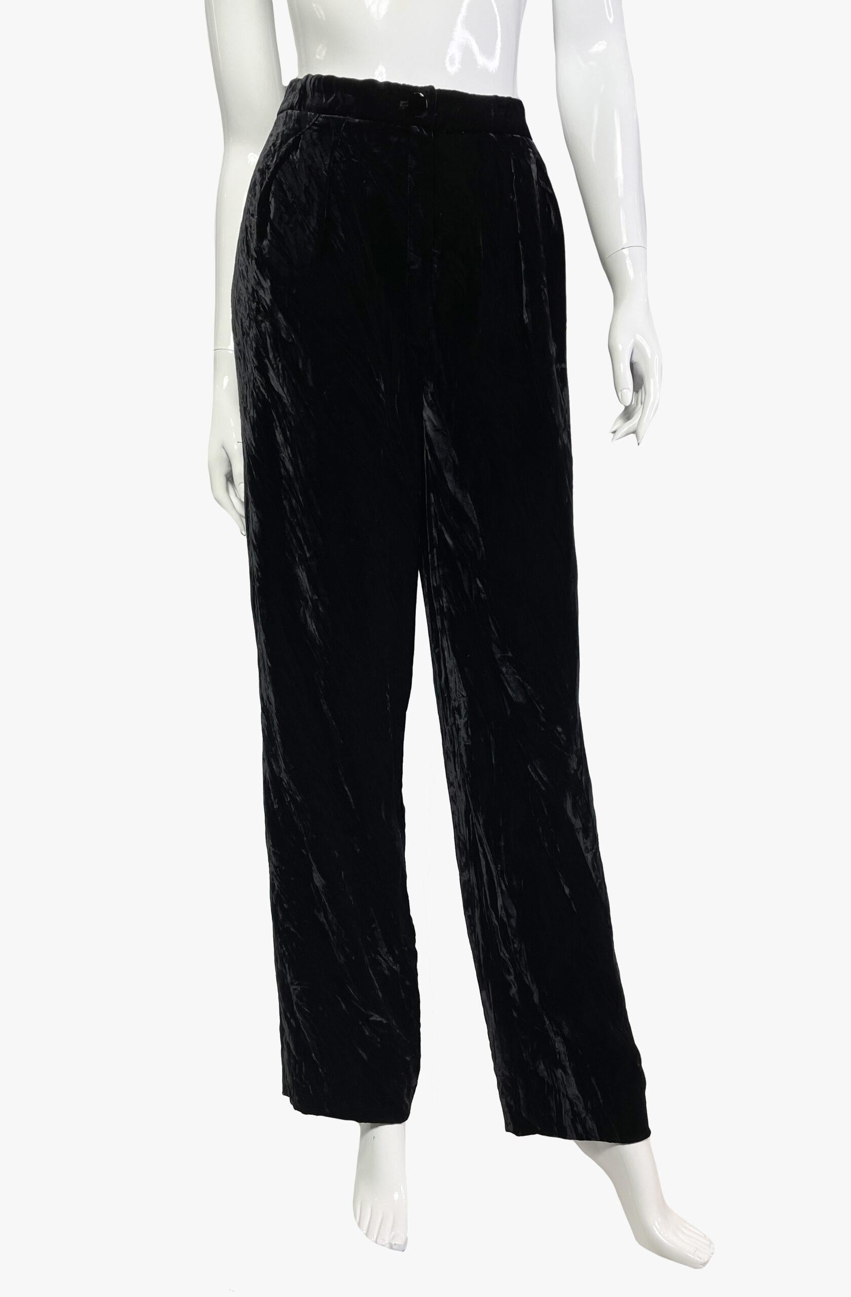 Emanuel Ungaro Schwarze hochgeschlossene Hose aus Samt im Angebot 2
