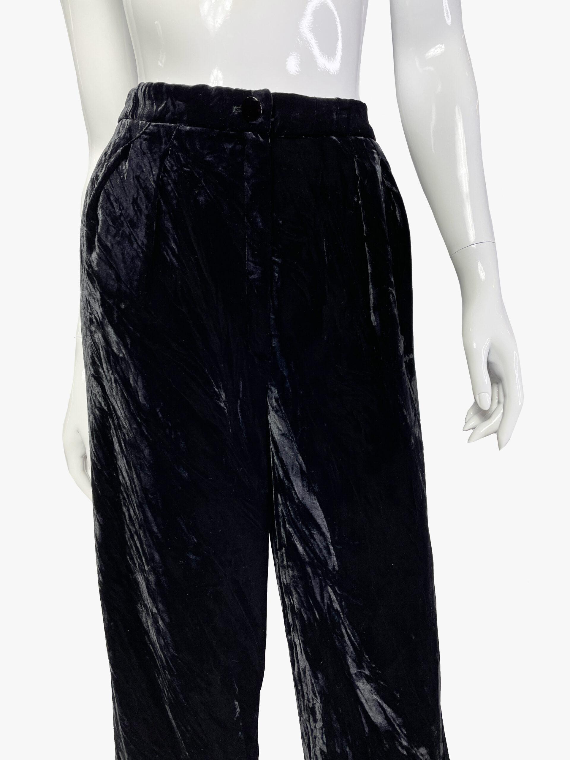 Emanuel Ungaro Schwarze hochgeschlossene Hose aus Samt im Angebot 3