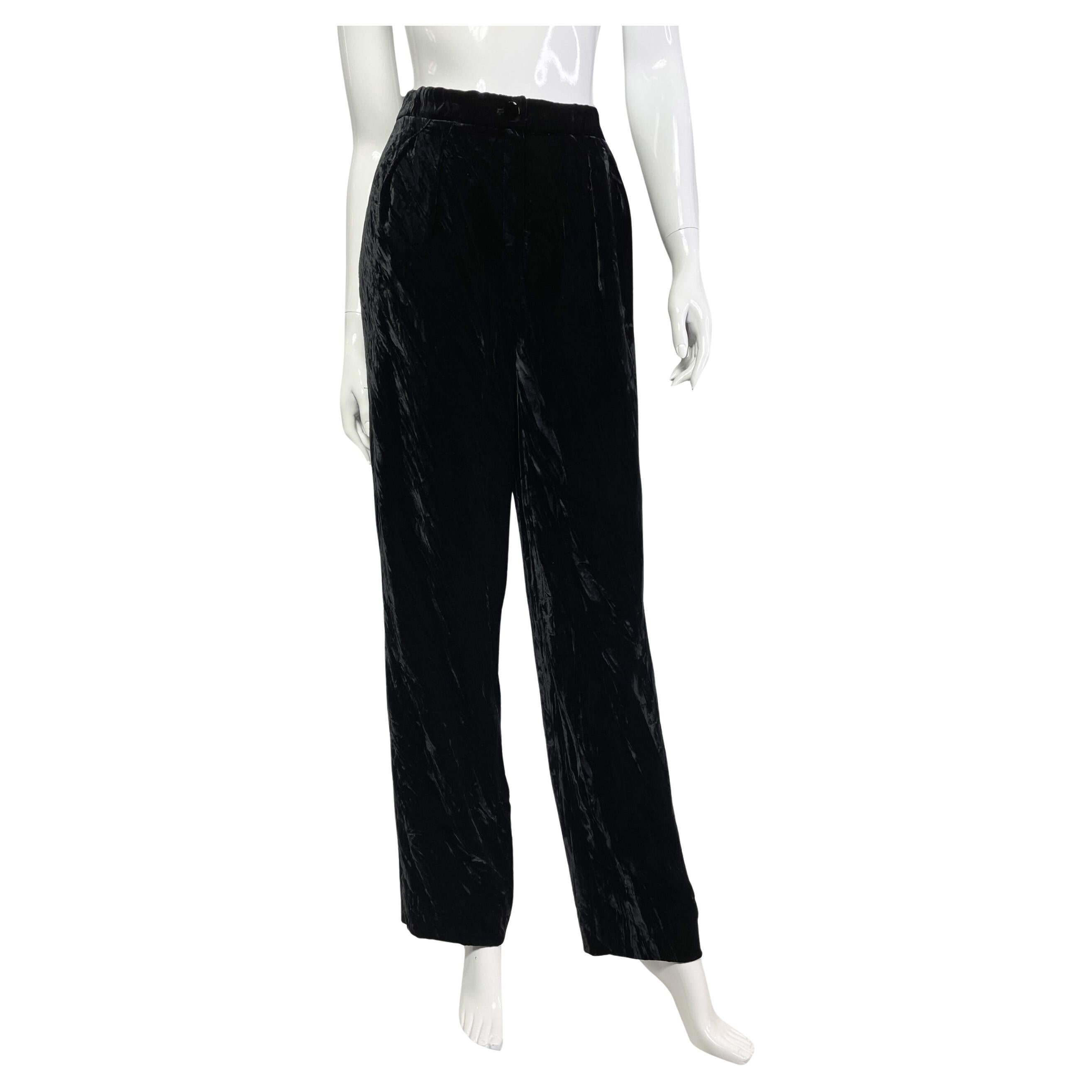 Emanuel Ungaro Schwarze hochgeschlossene Hose aus Samt im Angebot