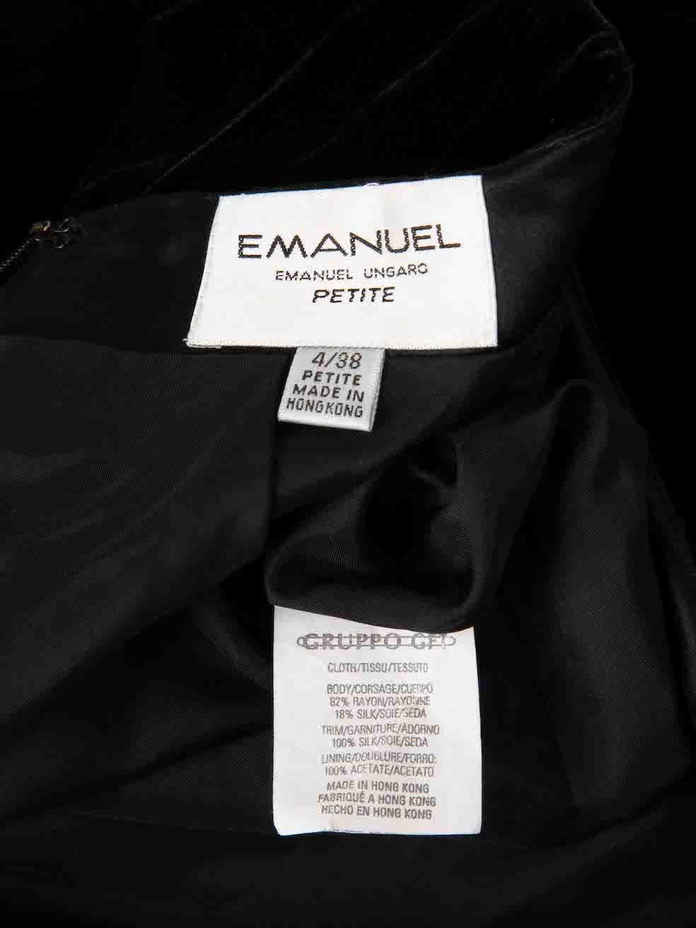 Women's Emanuel Ungaro Black Velvet Knee Length Skirt Size M For Sale