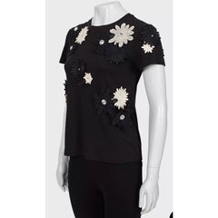 Emanuel Ungaro Black & White Floral Cotton T-Shirt Sz.38
