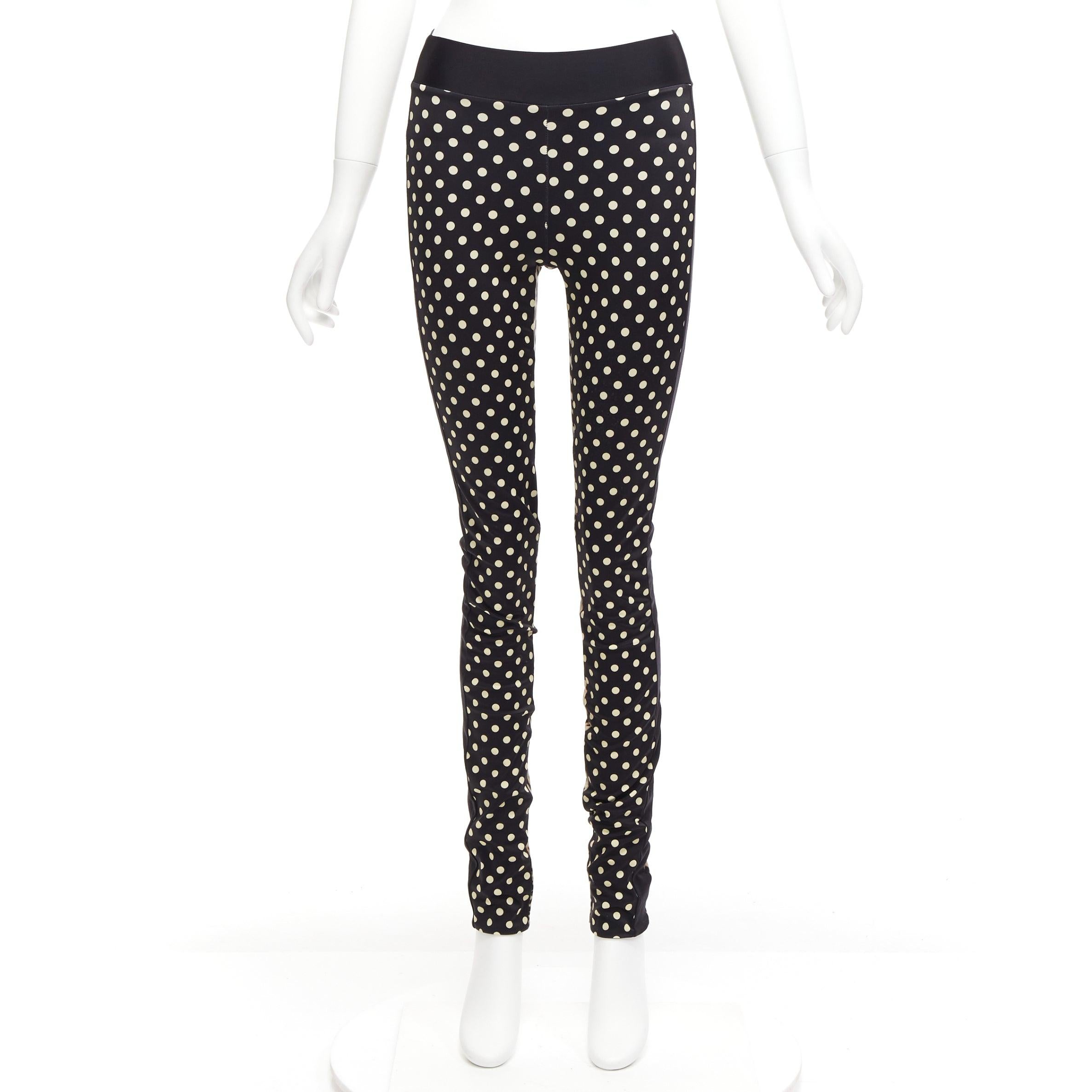 EMANUEL UNGARO black white polka dot brown leopard print patch legging pants S For Sale 4